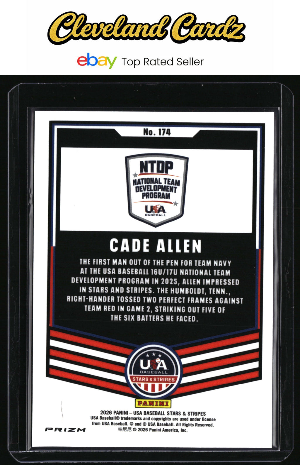 2026 Panini Stars & Stripes Prizm USA Baseball #174 Cade Allen