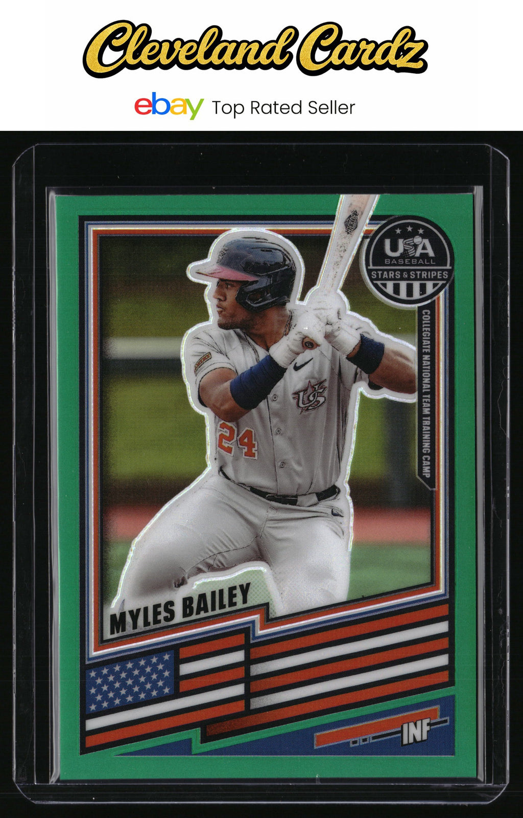 2026 Panini Stars & Stripes Prizm USA Baseball #160 Myles Bailey Green