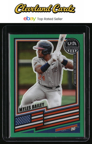 2026 Panini Stars & Stripes Prizm USA Baseball #160 Myles Bailey Green