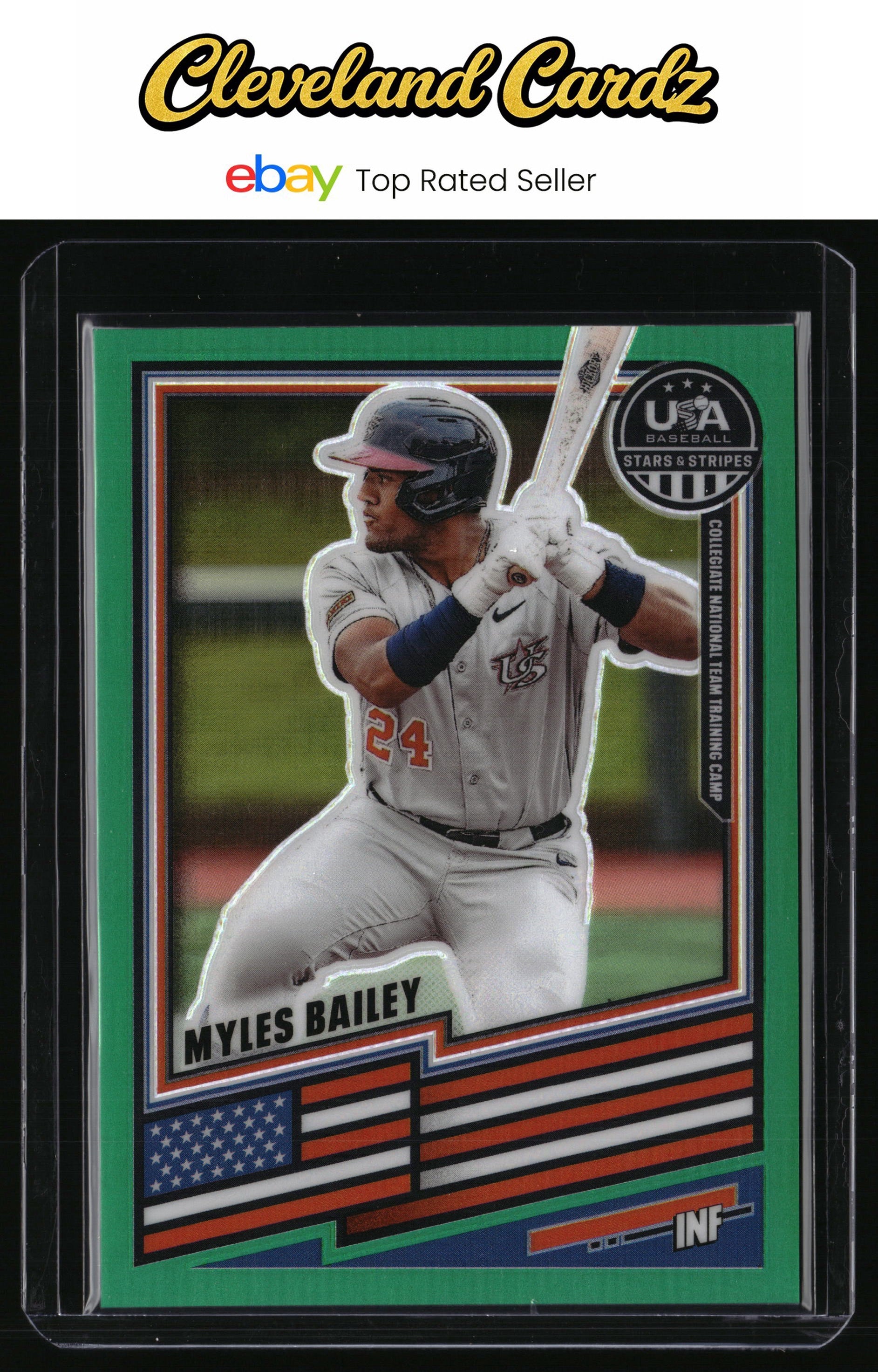 2026 Panini Stars & Stripes Prizm USA Baseball #160 Myles Bailey Green