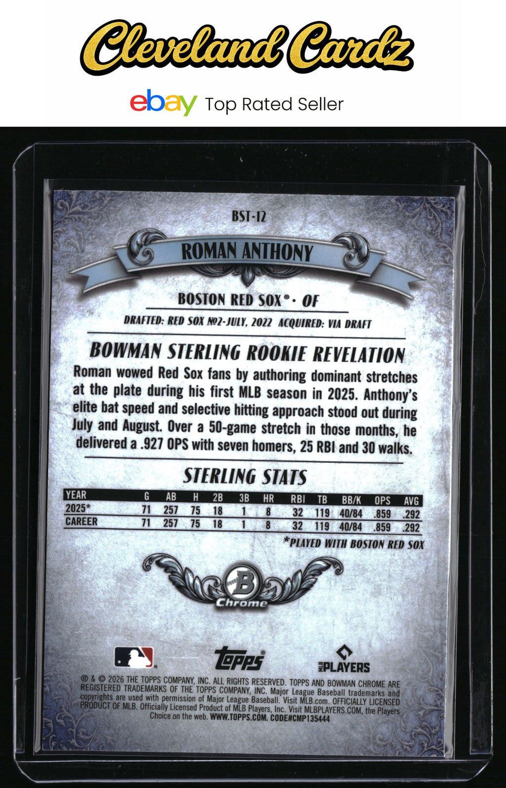 2026 Bowman #BST-12 Roman Anthony Bowman Sterling