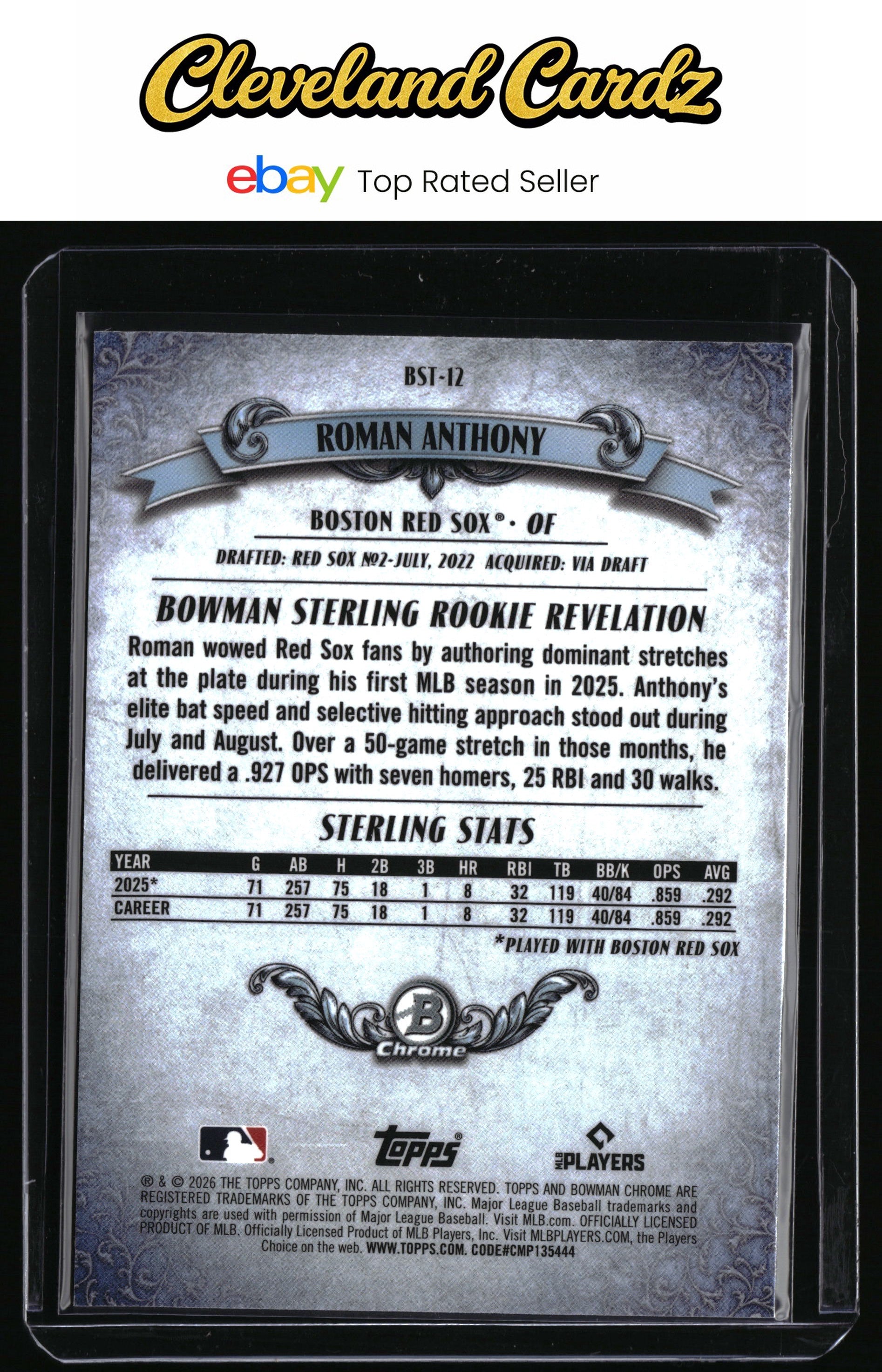 2026 Bowman #BST-12 Roman Anthony Bowman Sterling