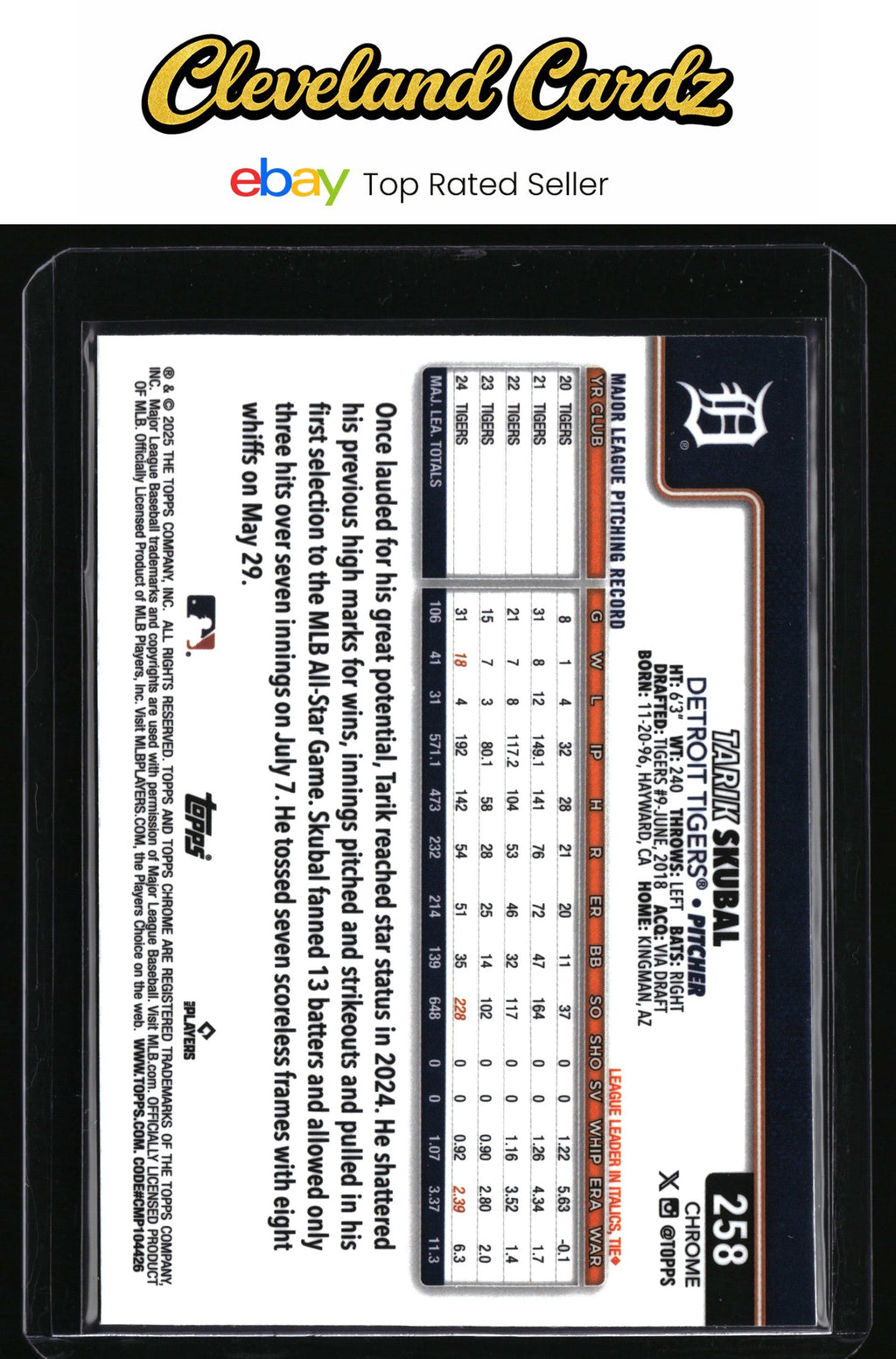 2025 Topps Chrome #258 Tarik Skubal X-Fractors