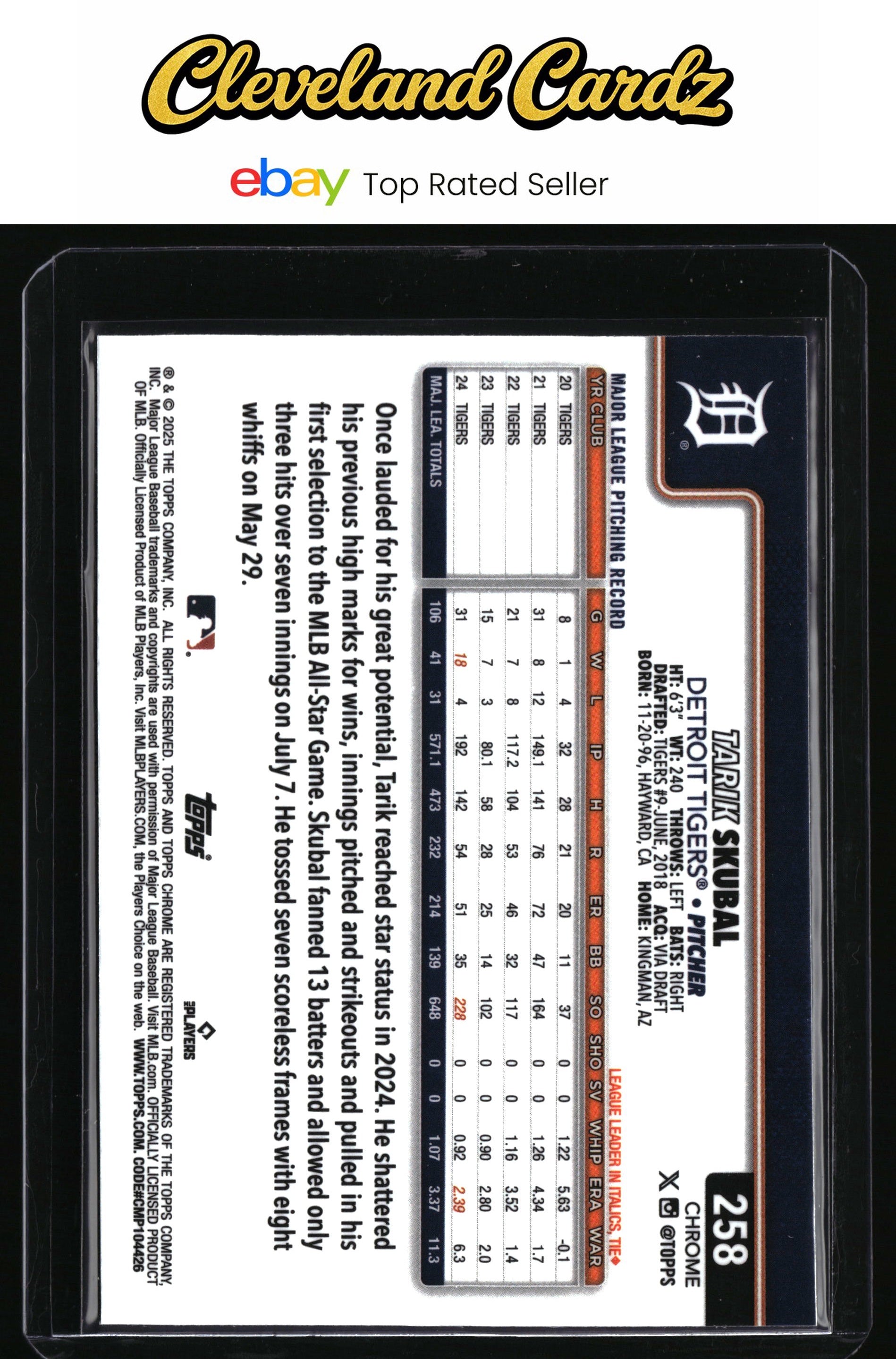 2025 Topps Chrome #258 Tarik Skubal X-Fractors