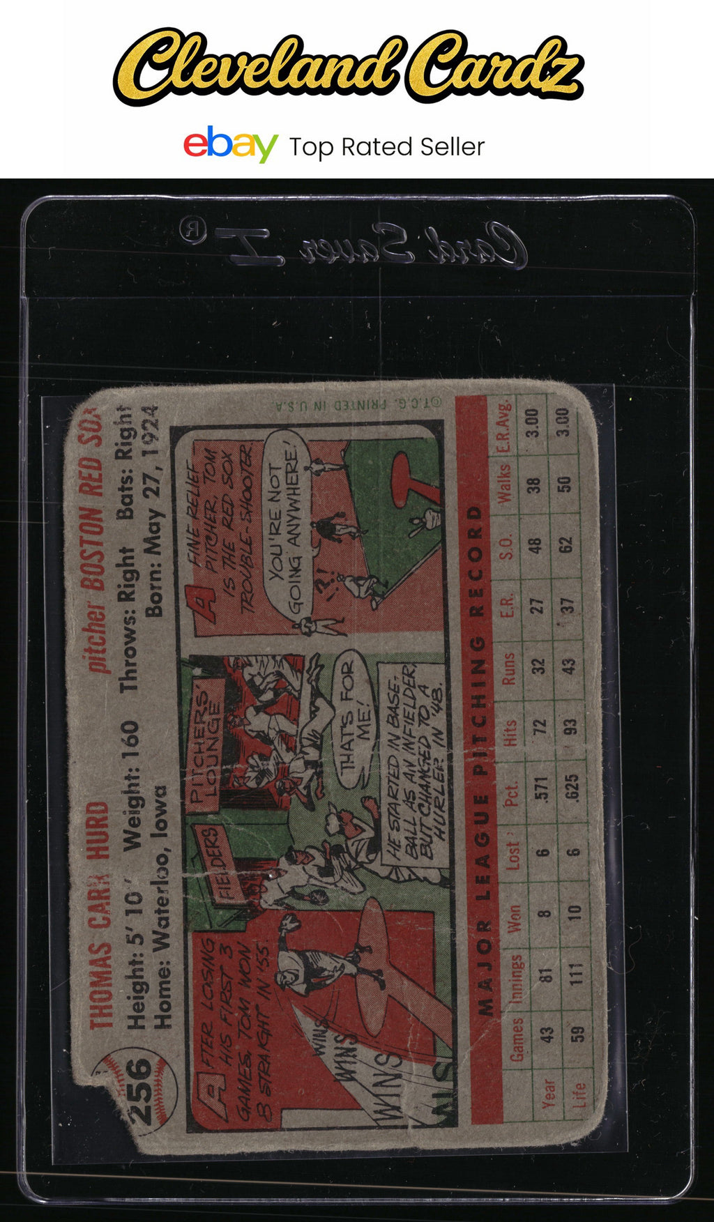 1956 Topps #256 Tom Hurd