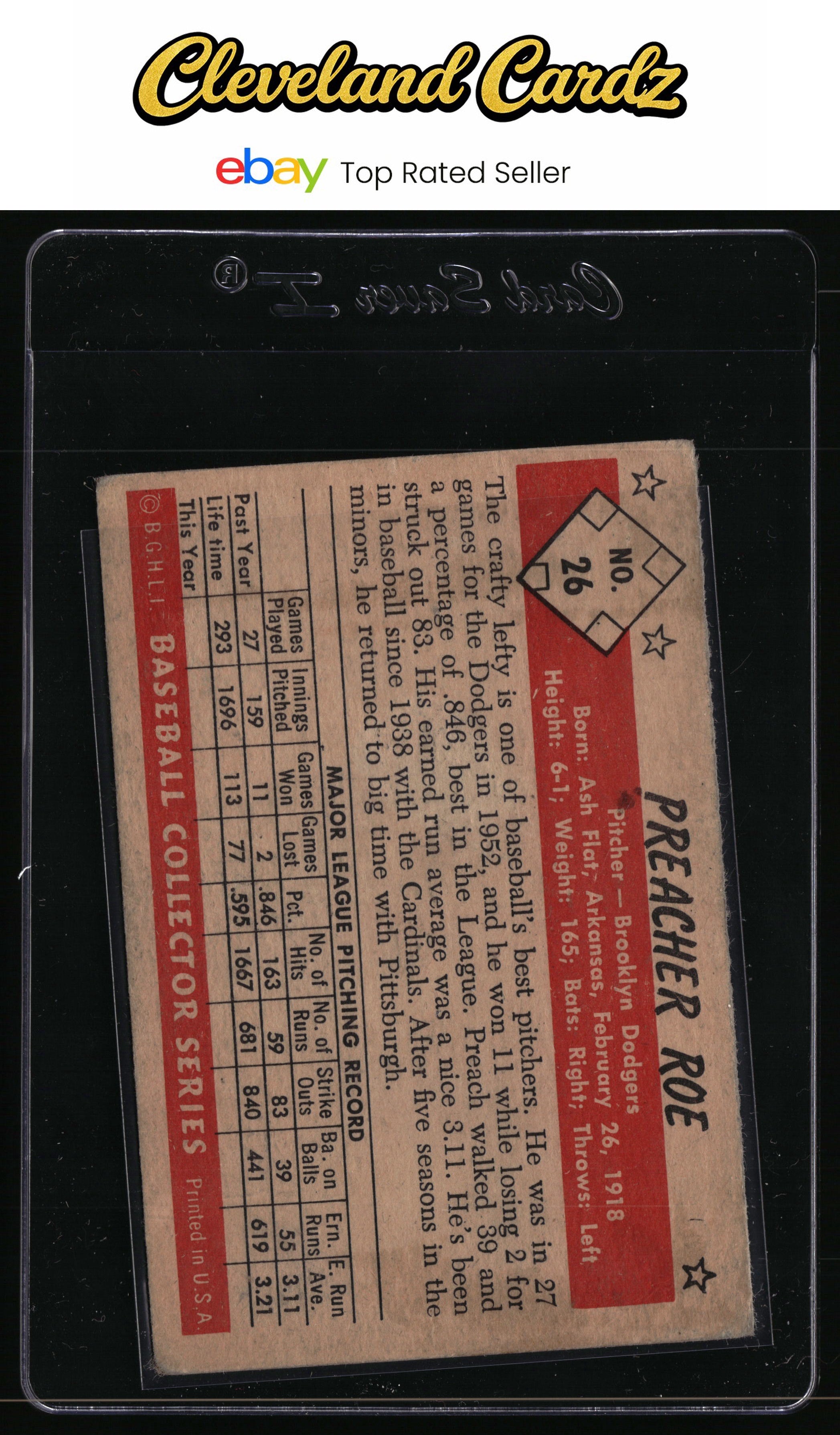 1953 Bowman Black & White #26 Preacher Roe