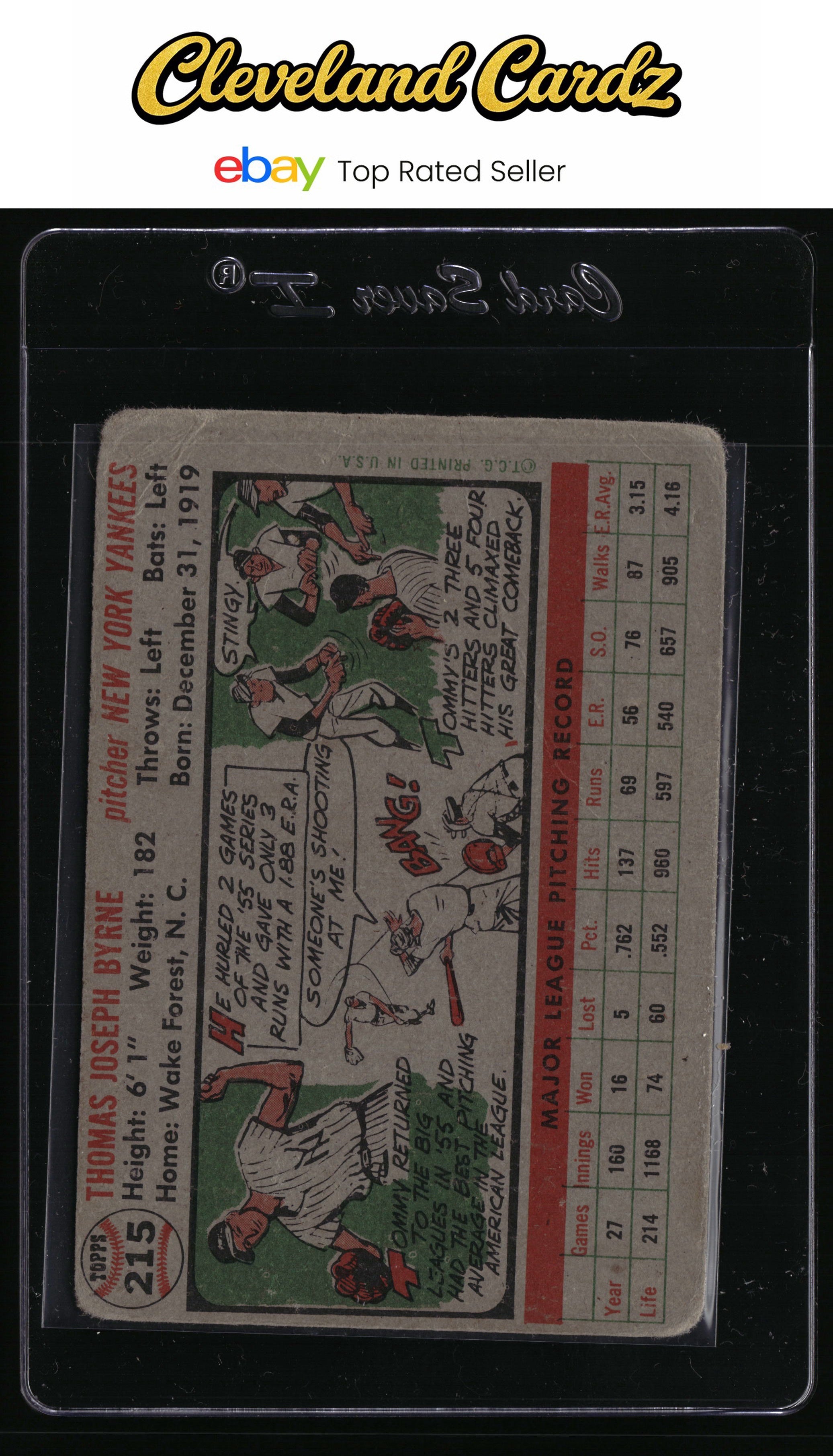 1956 Topps #215 Tommy Byrne