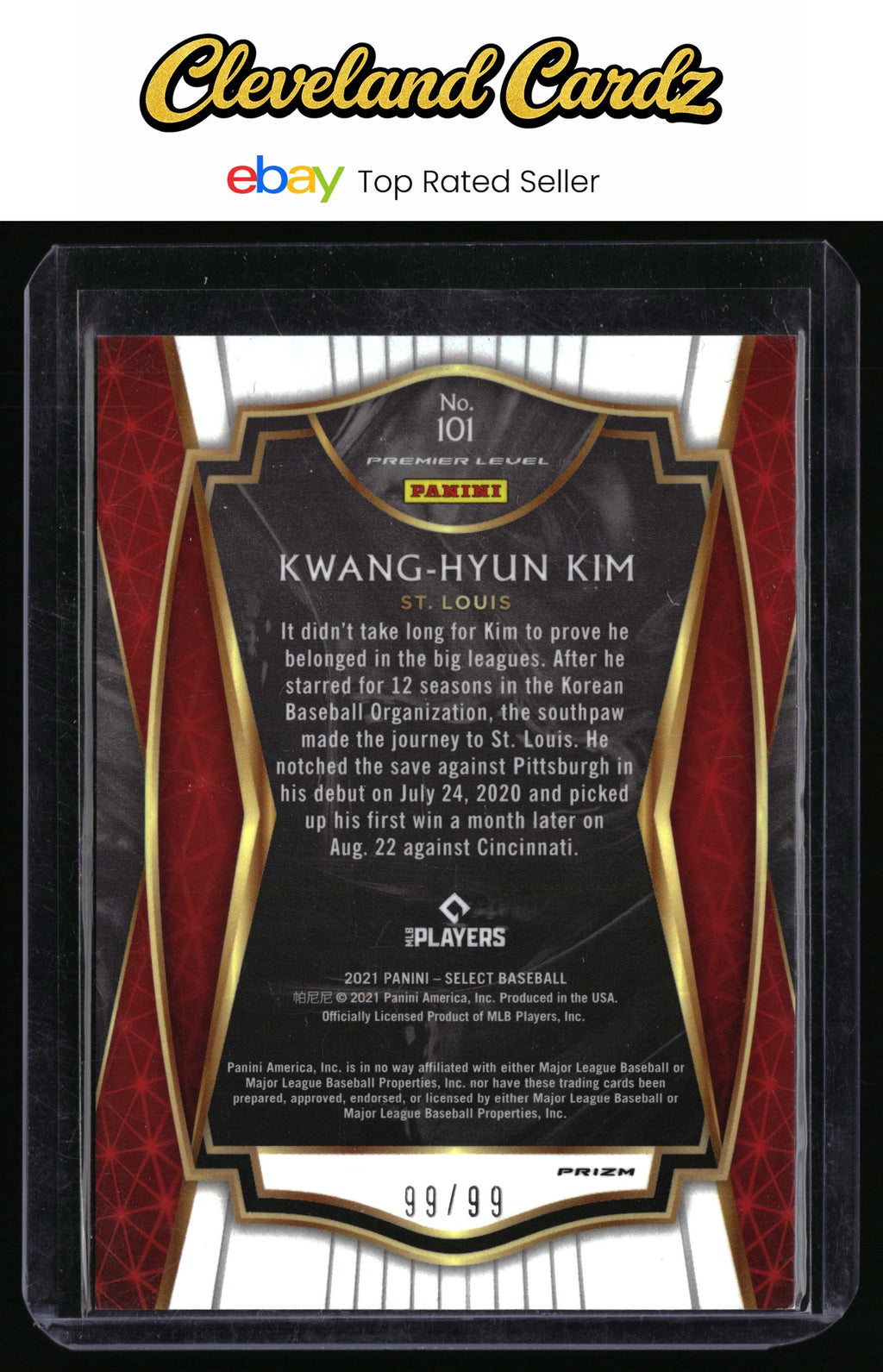 2021 Panini Select #101 Kwang-Hyun Kim Neon Green Prizm #/99 *Bookend*
