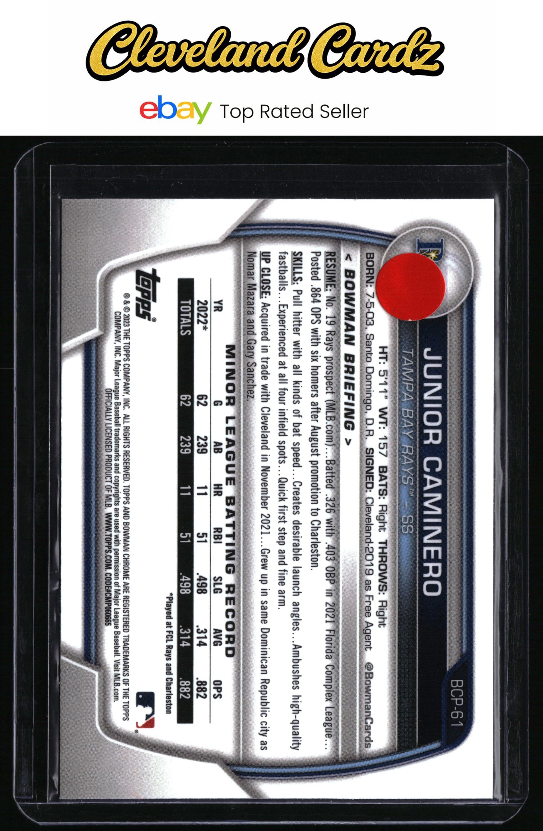 2023 Bowman #BCP-61 Junior Caminero Chrome Prospects