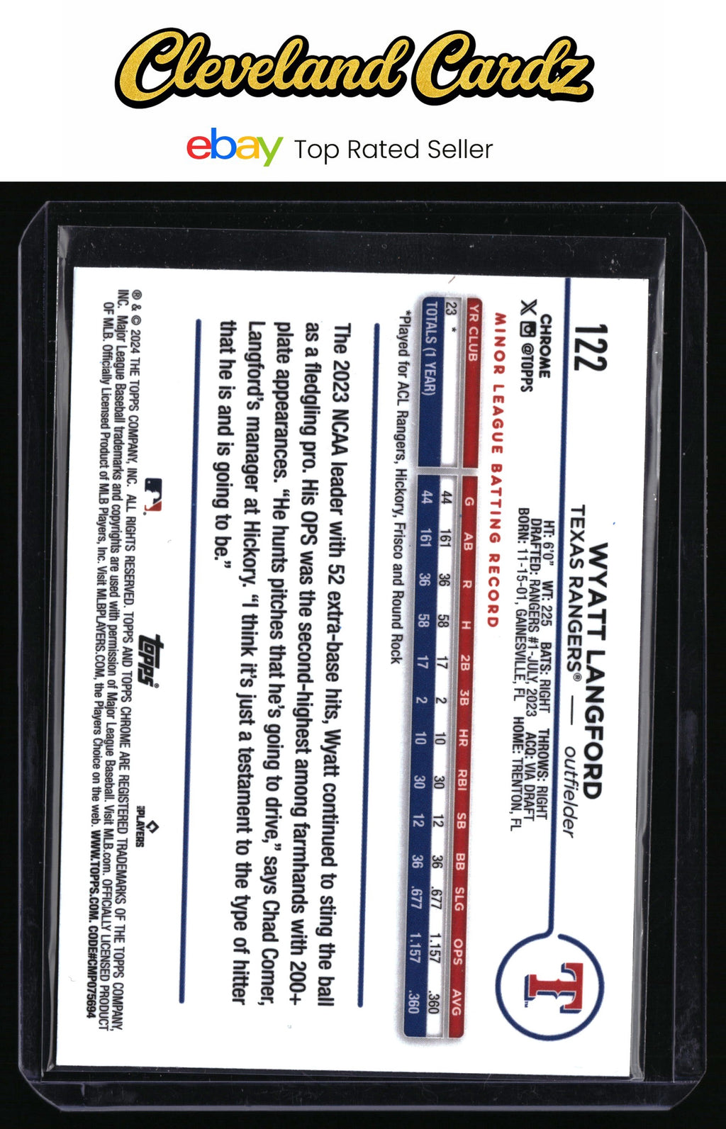 2024 Topps Chrome #122 Wyatt Langford Raywave Refractors