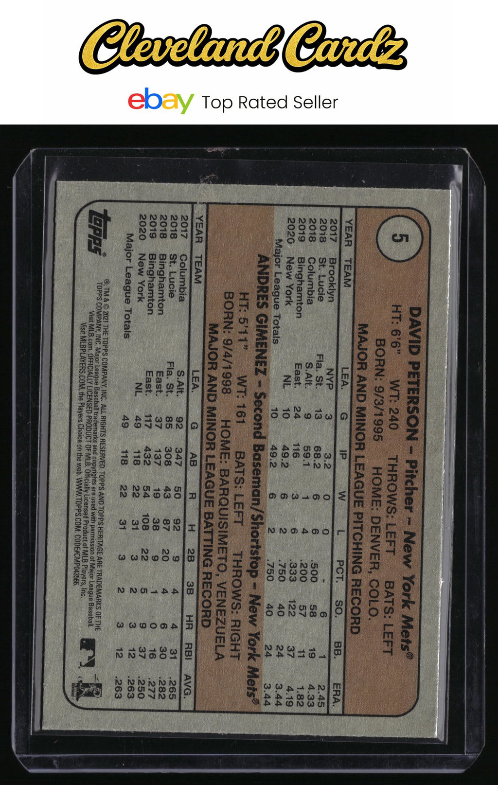 2021 Topps Heritage #5 2021 Rookie Stars - Gimenez/Peterson Purple Refractor