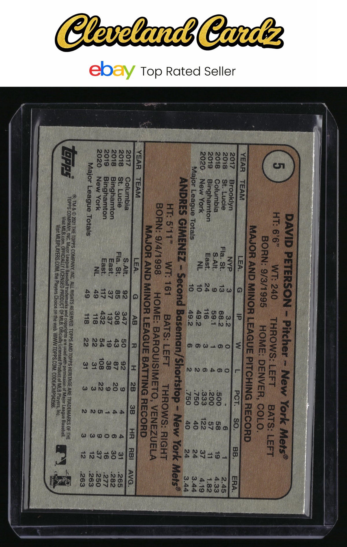2021 Topps Heritage #5 2021 Rookie Stars - Gimenez/Peterson Purple Refractor