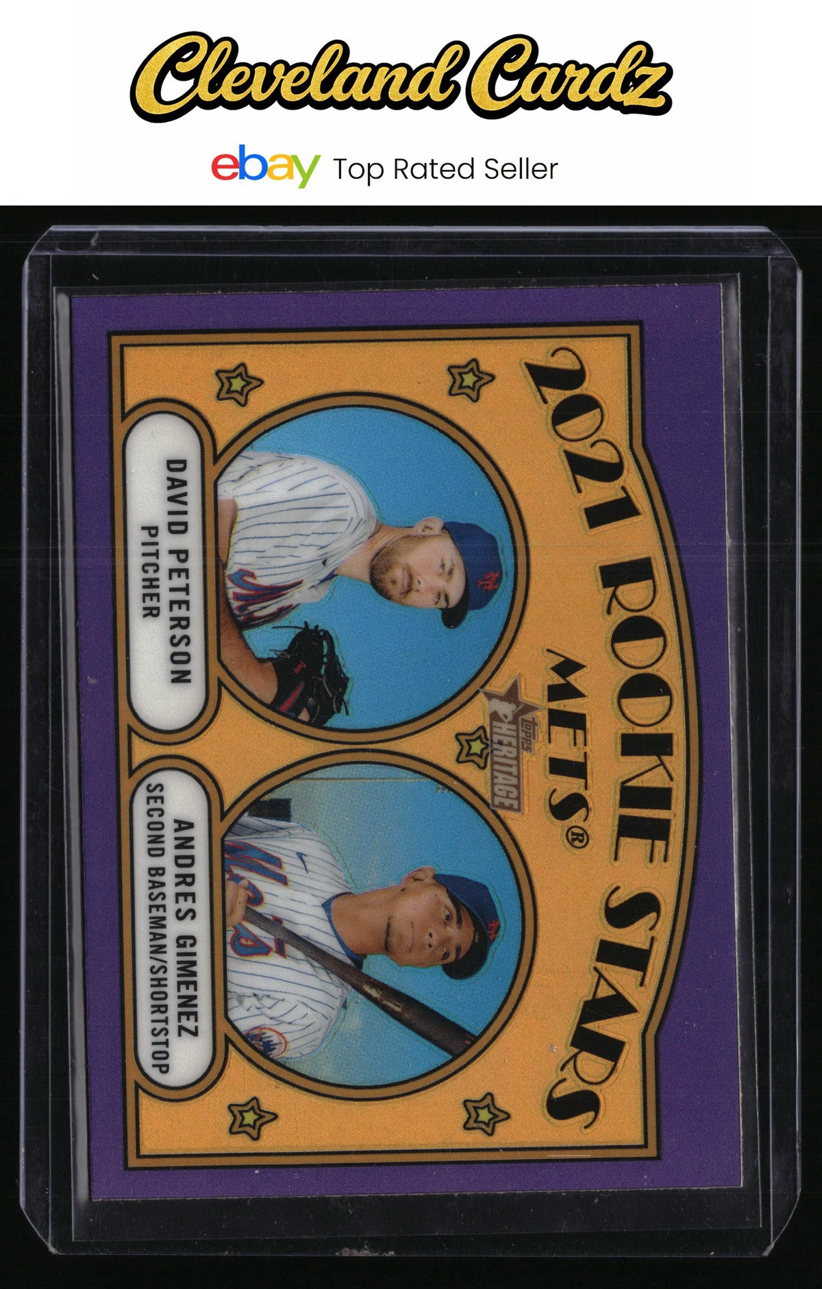 2021 Topps Heritage #5 2021 Rookie Stars - Gimenez/Peterson Purple Refractor