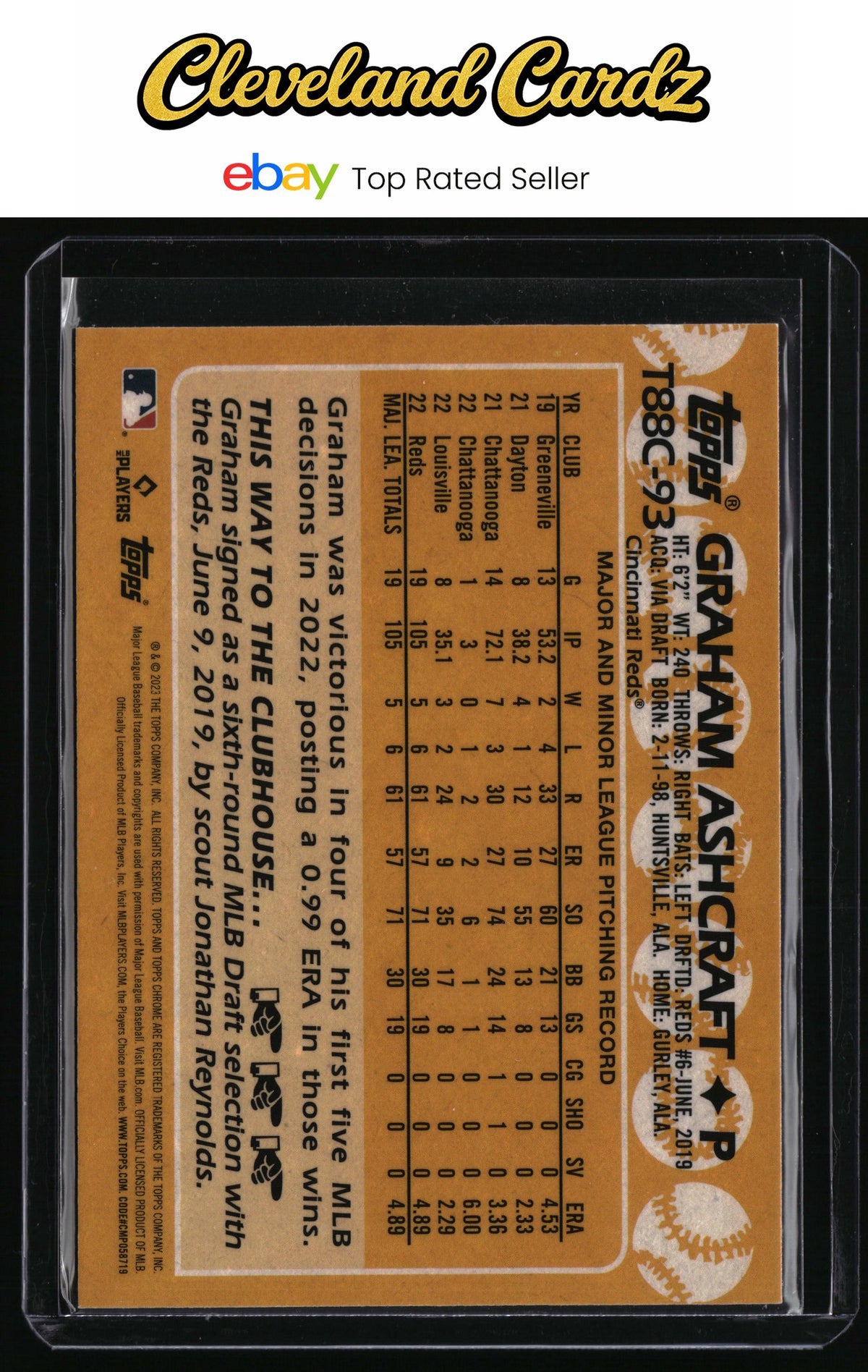 2023 Topps #T88C-93 Graham Ashcraft 1988 Topps 35th Anniversary Chrome