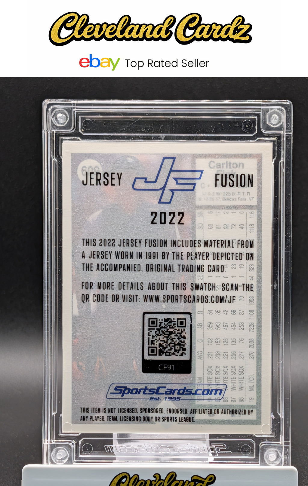 2022 Jersey Fusion - 1989 Upper Deck #609 Carlton Fisk Game-Used Patch
