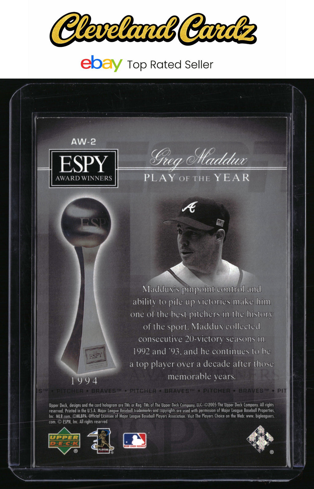 2005 Upper Deck ESPN #AW-2 Greg Maddux ESPY Award Winners