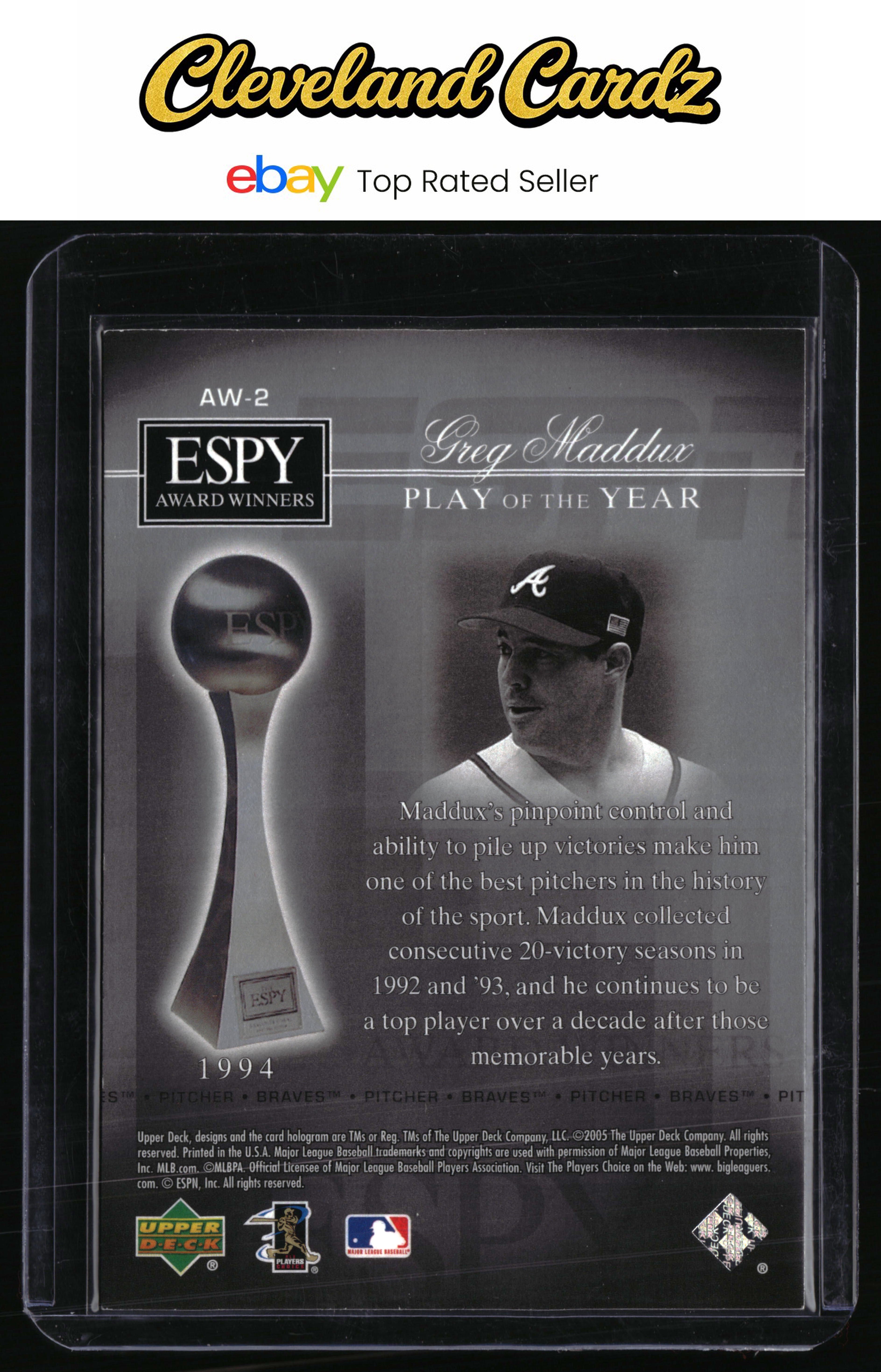 2005 Upper Deck ESPN #AW-2 Greg Maddux ESPY Award Winners