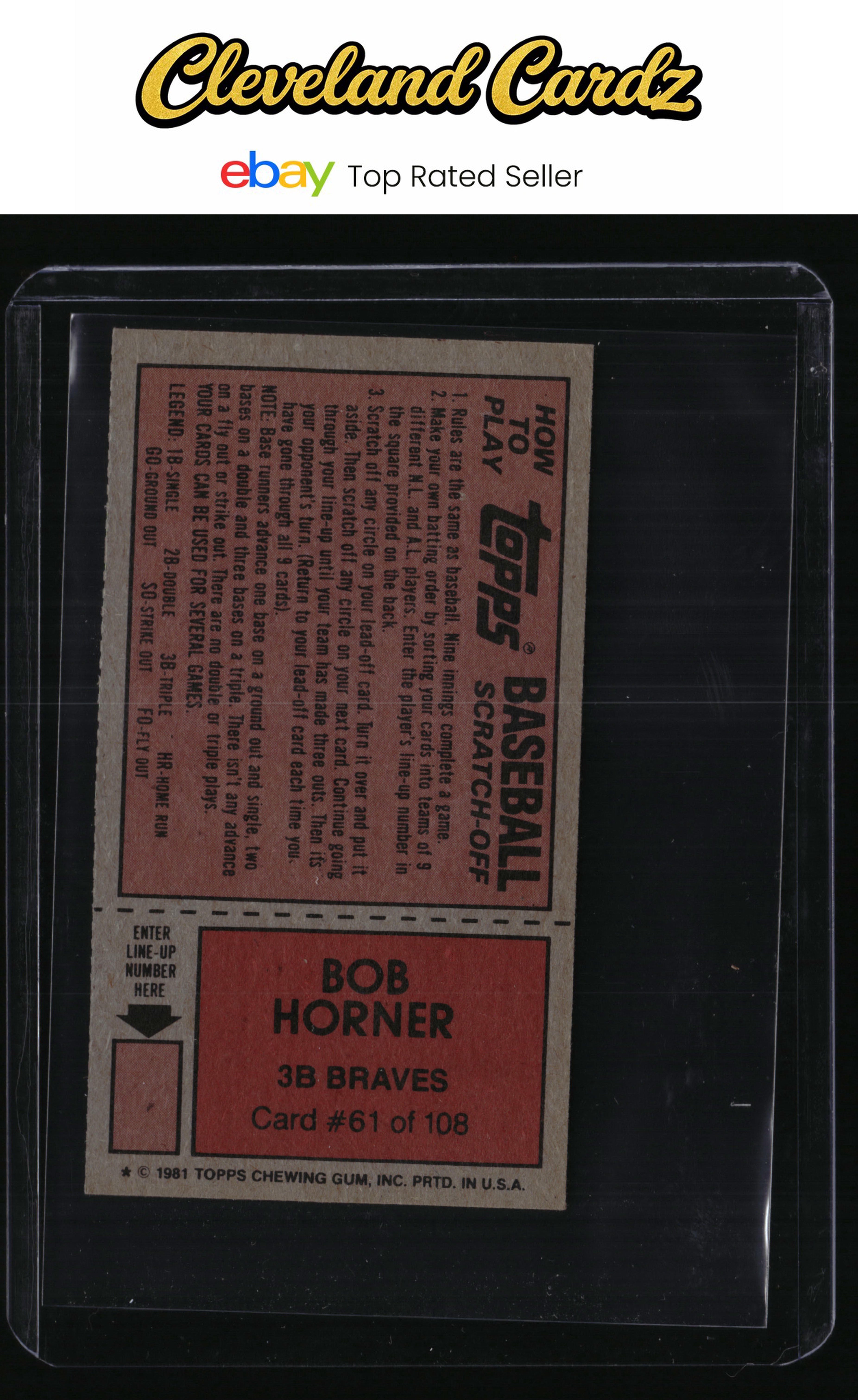 1981 Topps Scratch-Offs #61 Bob Horner