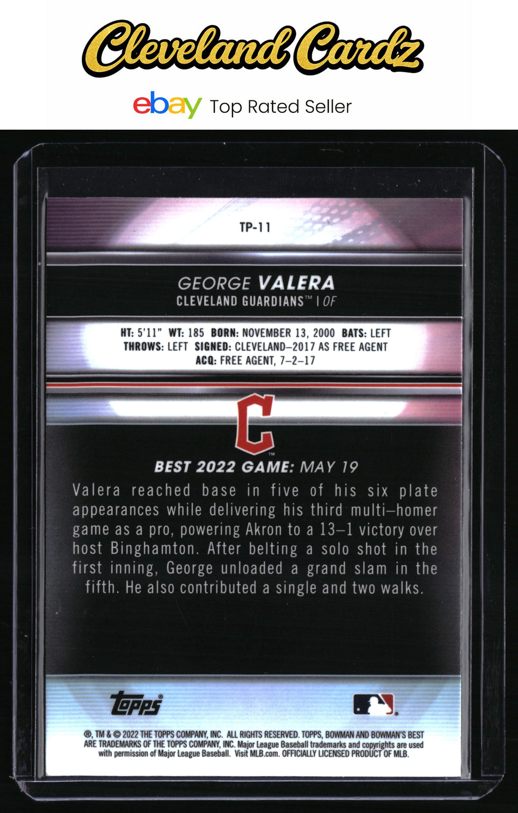 2022 Bowman's Best #TP-11 George Valera Top Prospects