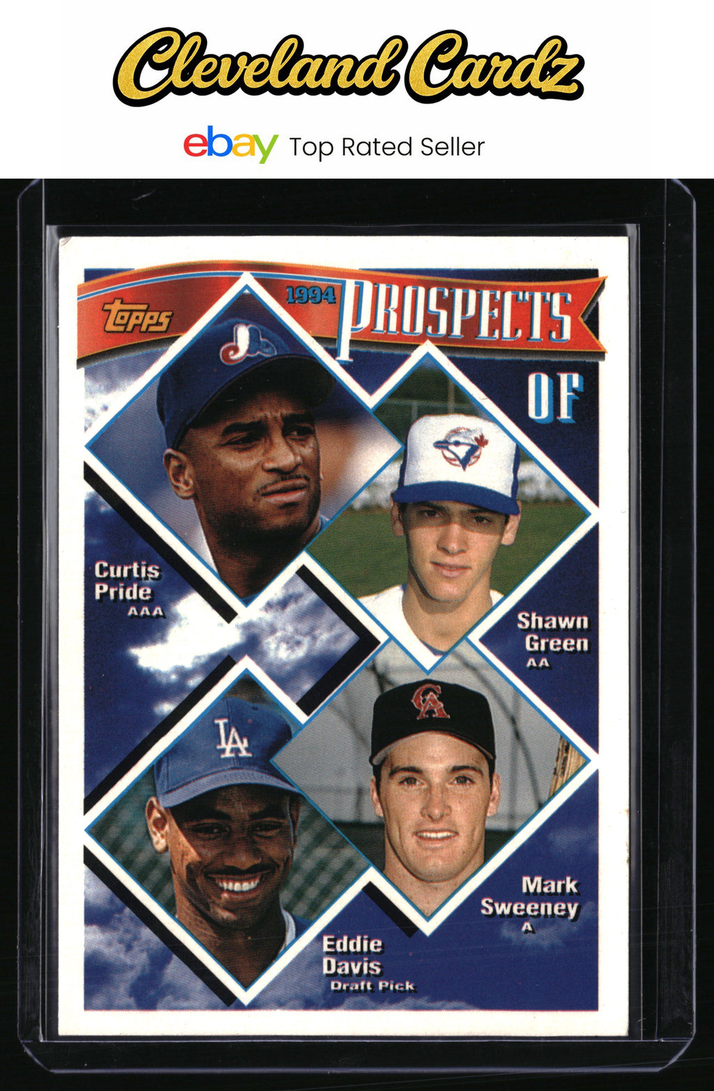 1994 Topps #237 OF Prospects (C. Pride/S. Green/M. Sweeney/E. Davis) PROS,