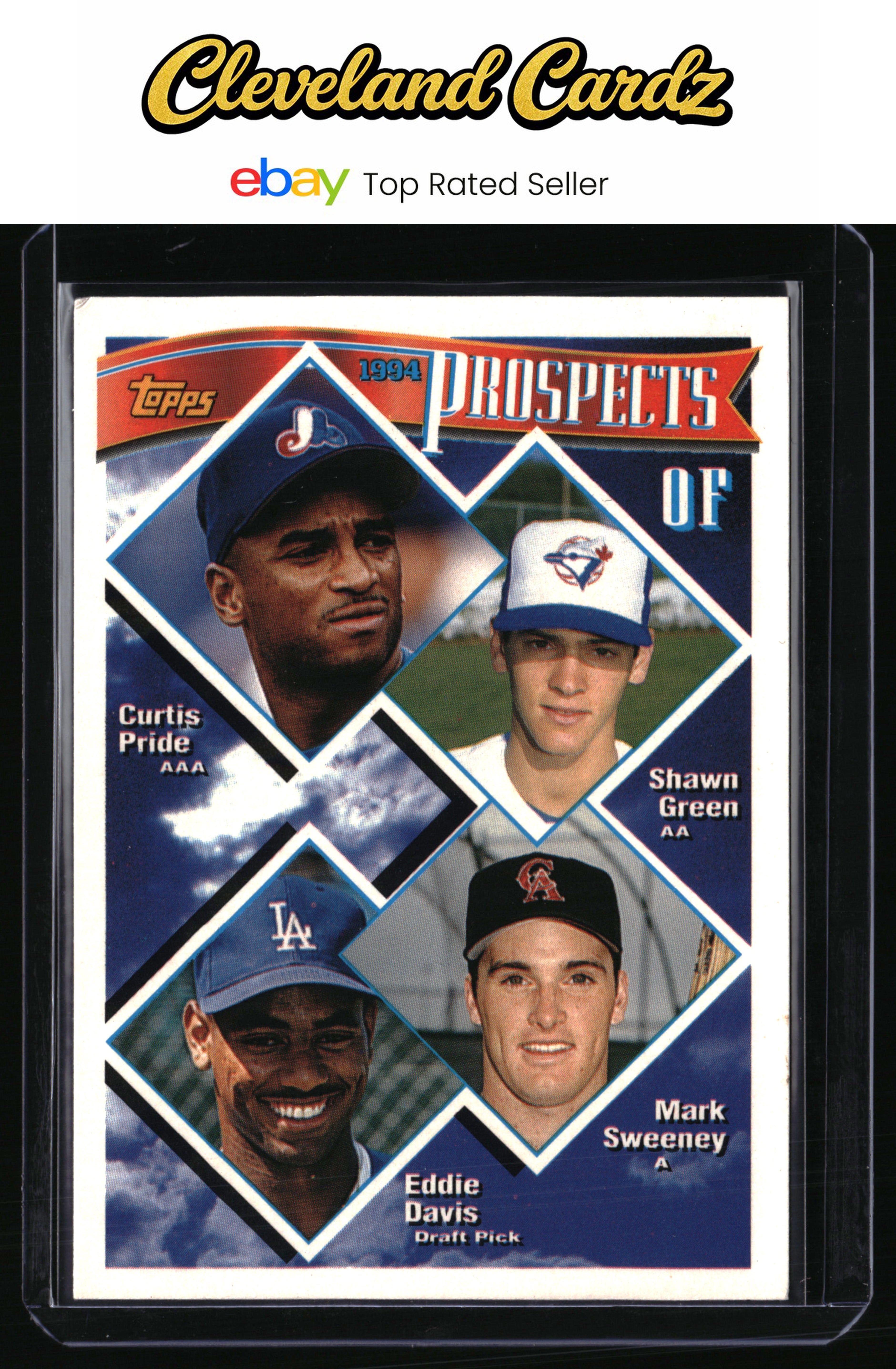 1994 Topps #237 OF Prospects (C. Pride/S. Green/M. Sweeney/E. Davis) PROS,