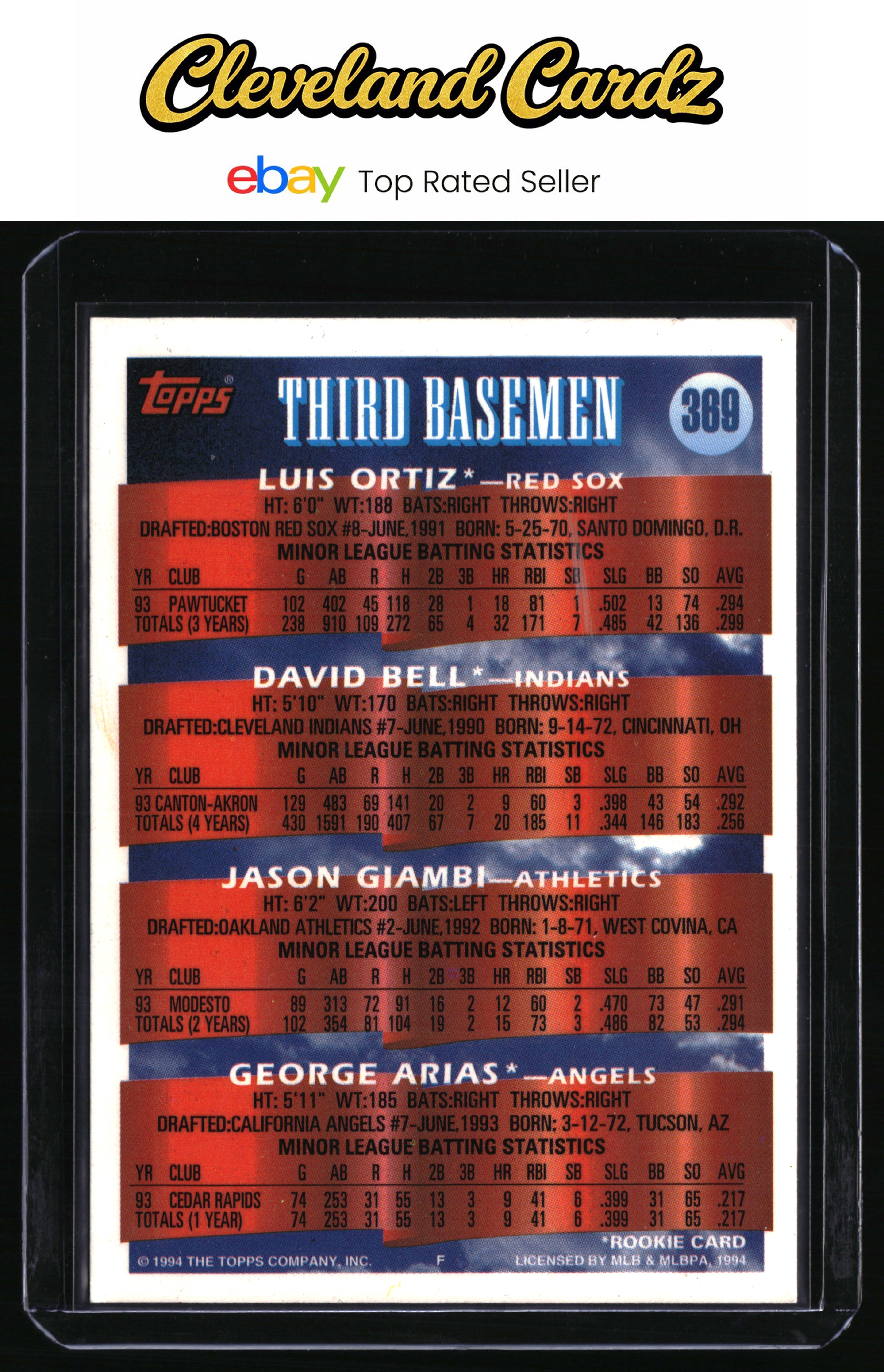 1994 Topps #369 3B Prospects (L. Ortiz/D. Bell/J. Giambi/G. Arias) PROS,