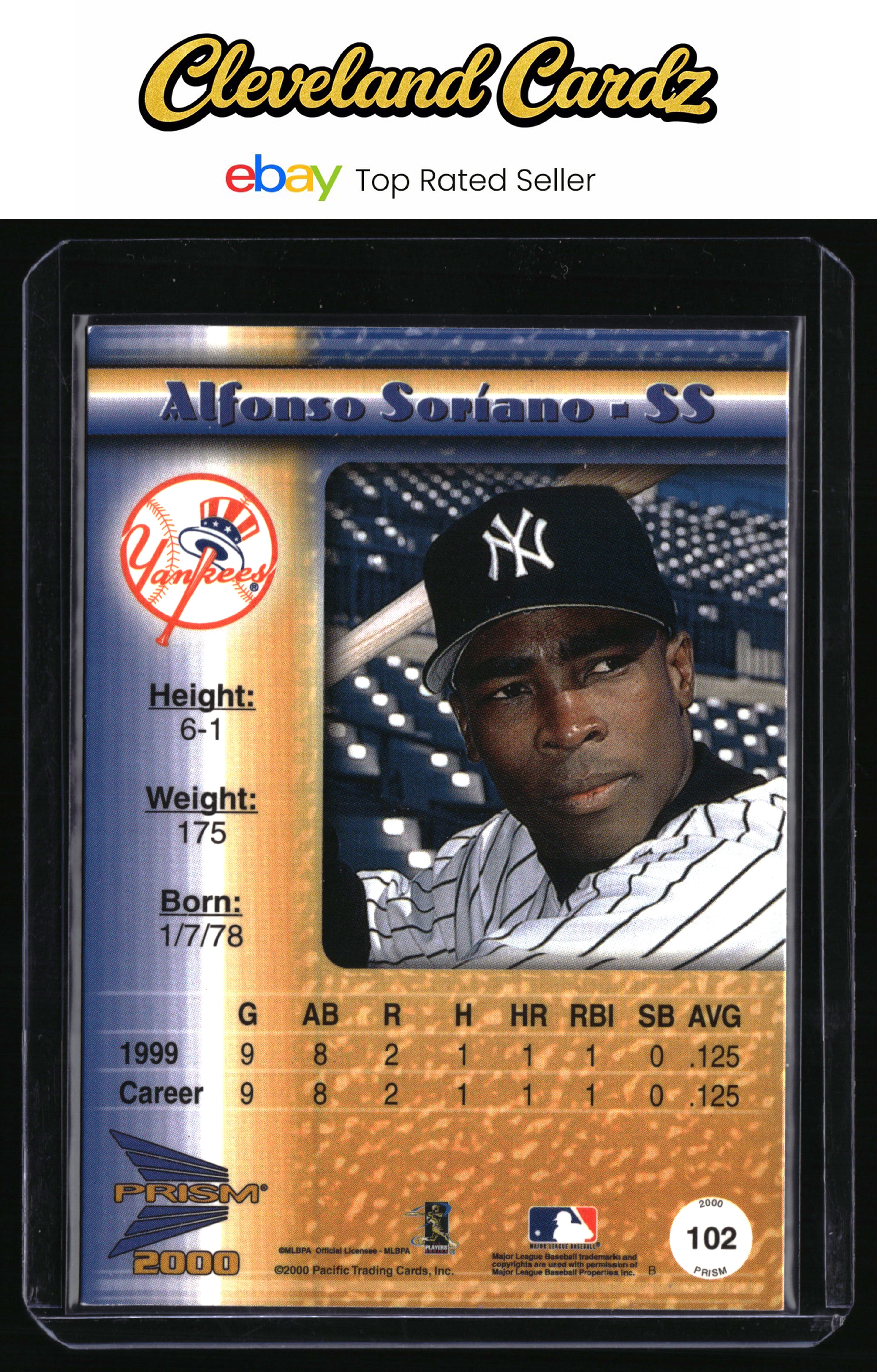 2000 Pacific Prism #102 Alfonso Soriano Rapture Silver