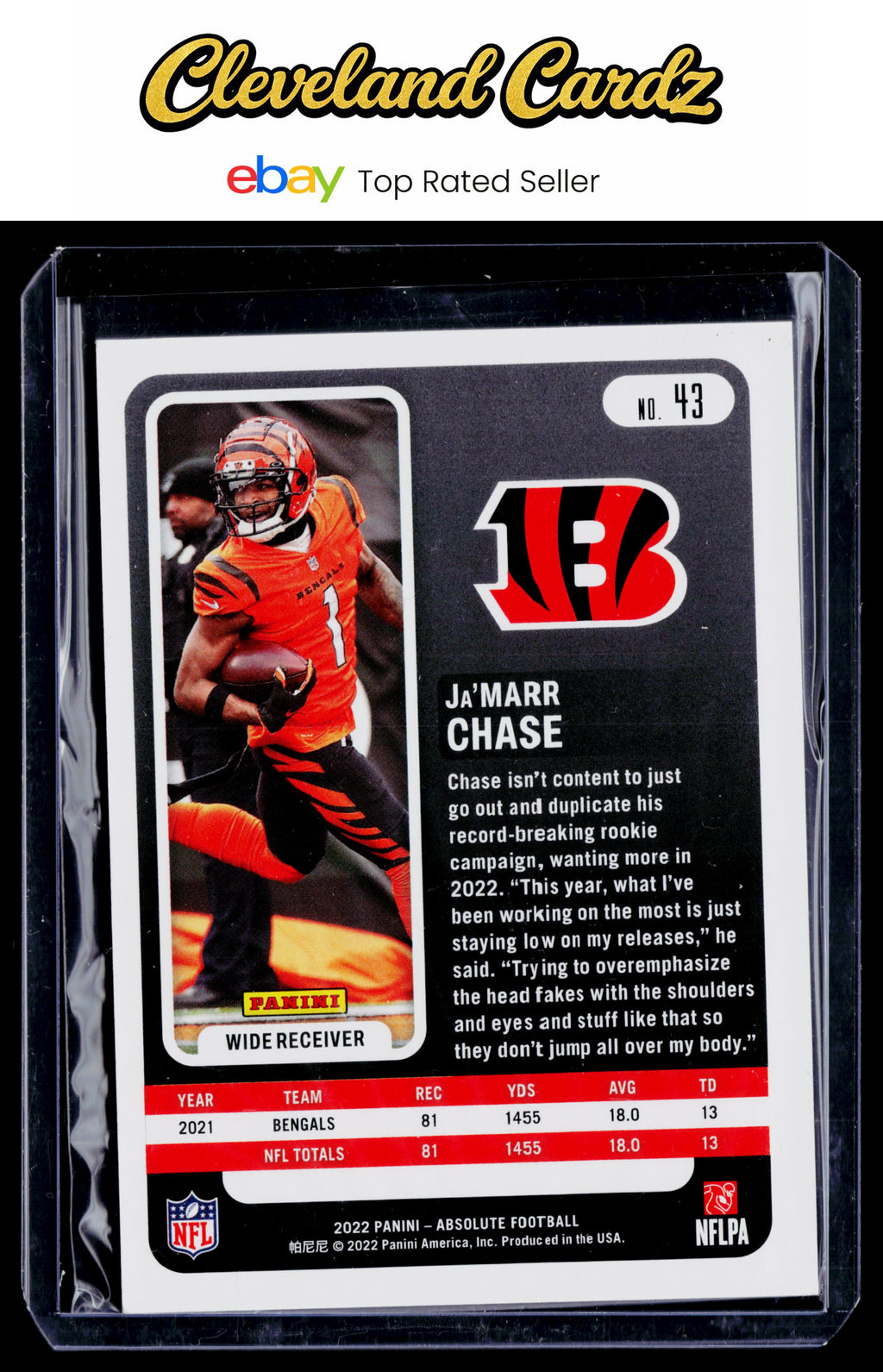 2022 Panini Absolute #43 Ja'Marr Chase