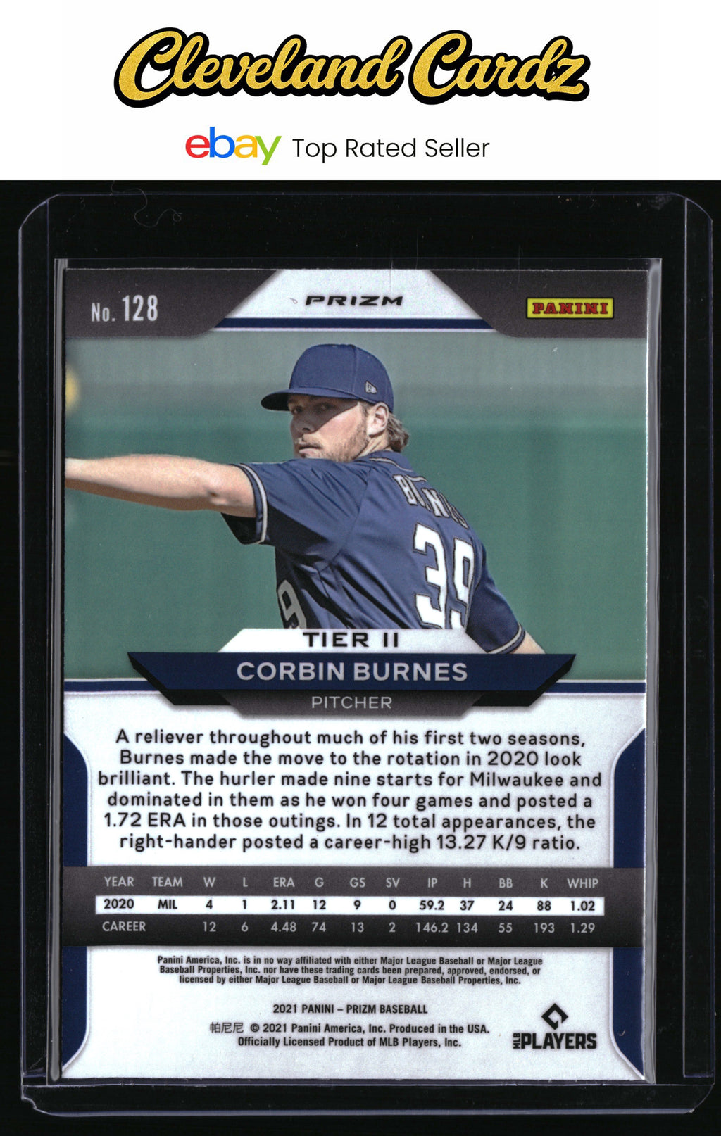 2021 Panini Prizm #128 Corbin Burnes Red/White/Blue Prizm