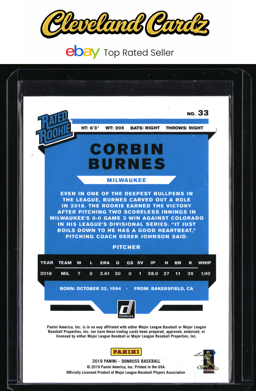 2019 Donruss #33 Corbin Burnes