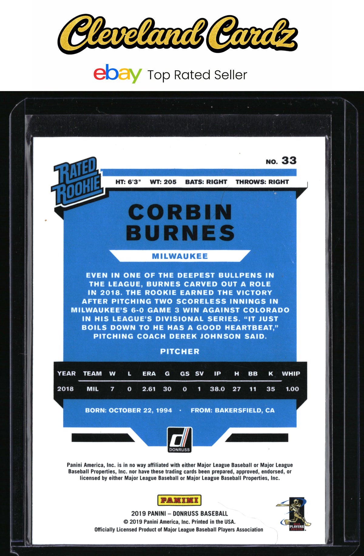2019 Donruss #33 Corbin Burnes