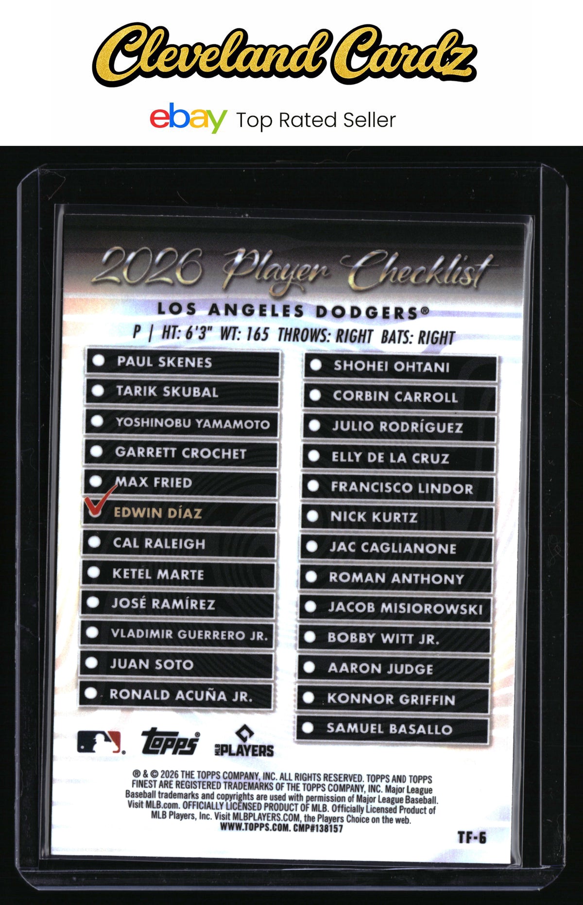2026 Finest #TF-6 Edwin Díaz Topps Team Finest