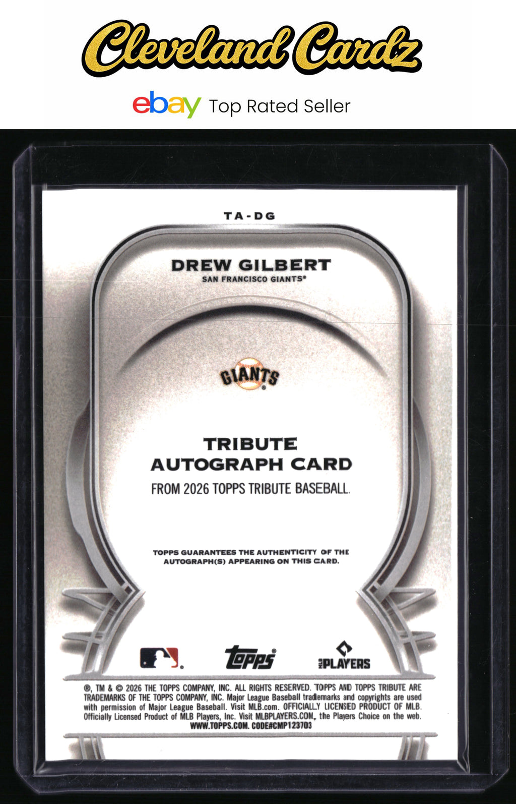 2026 Topps Tribute #TA-DG Drew Gilbert Tribute Autographs Blue #/150