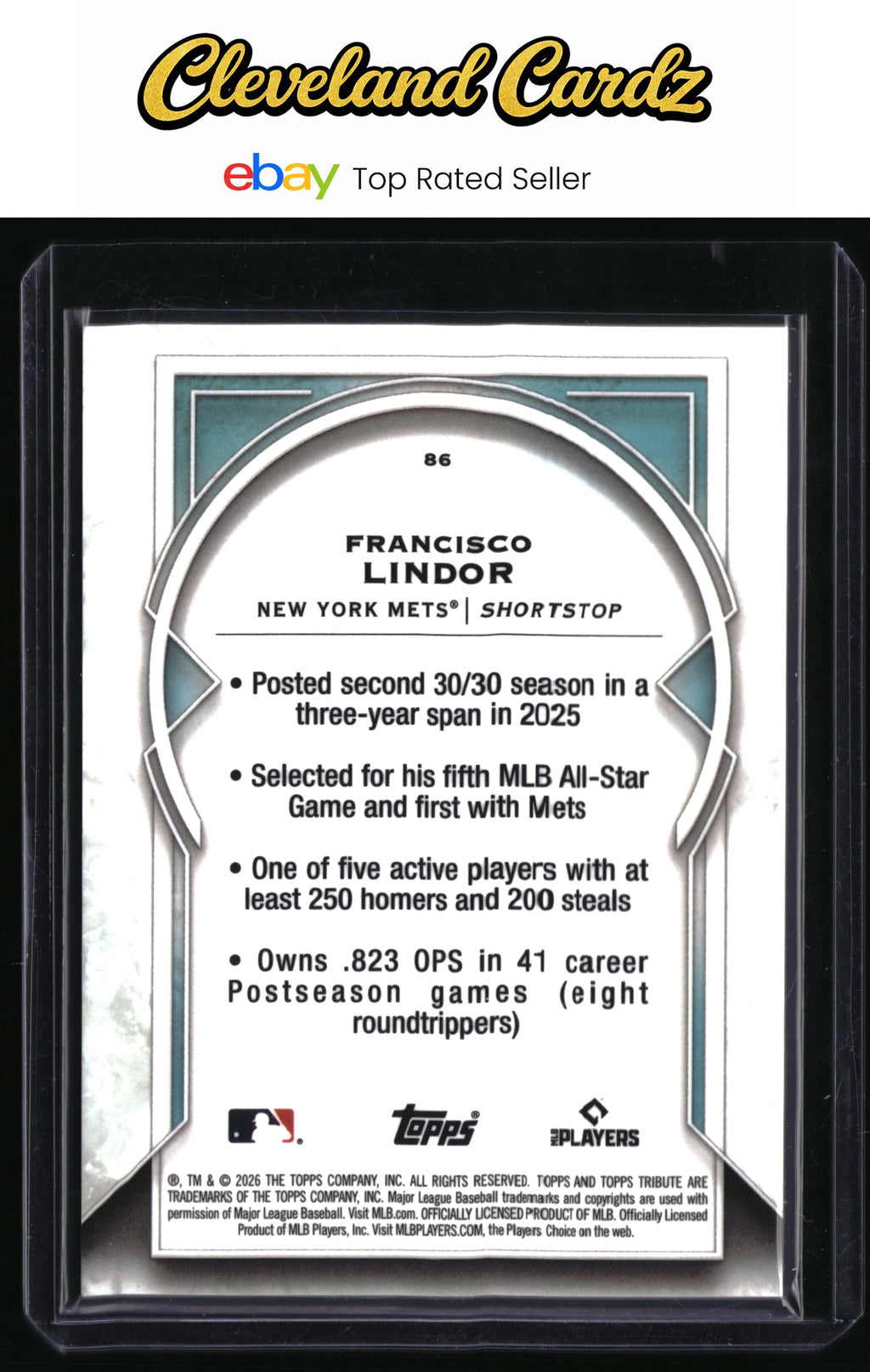 2026 Topps Tribute #86 Francisco Lindor Blue #/150