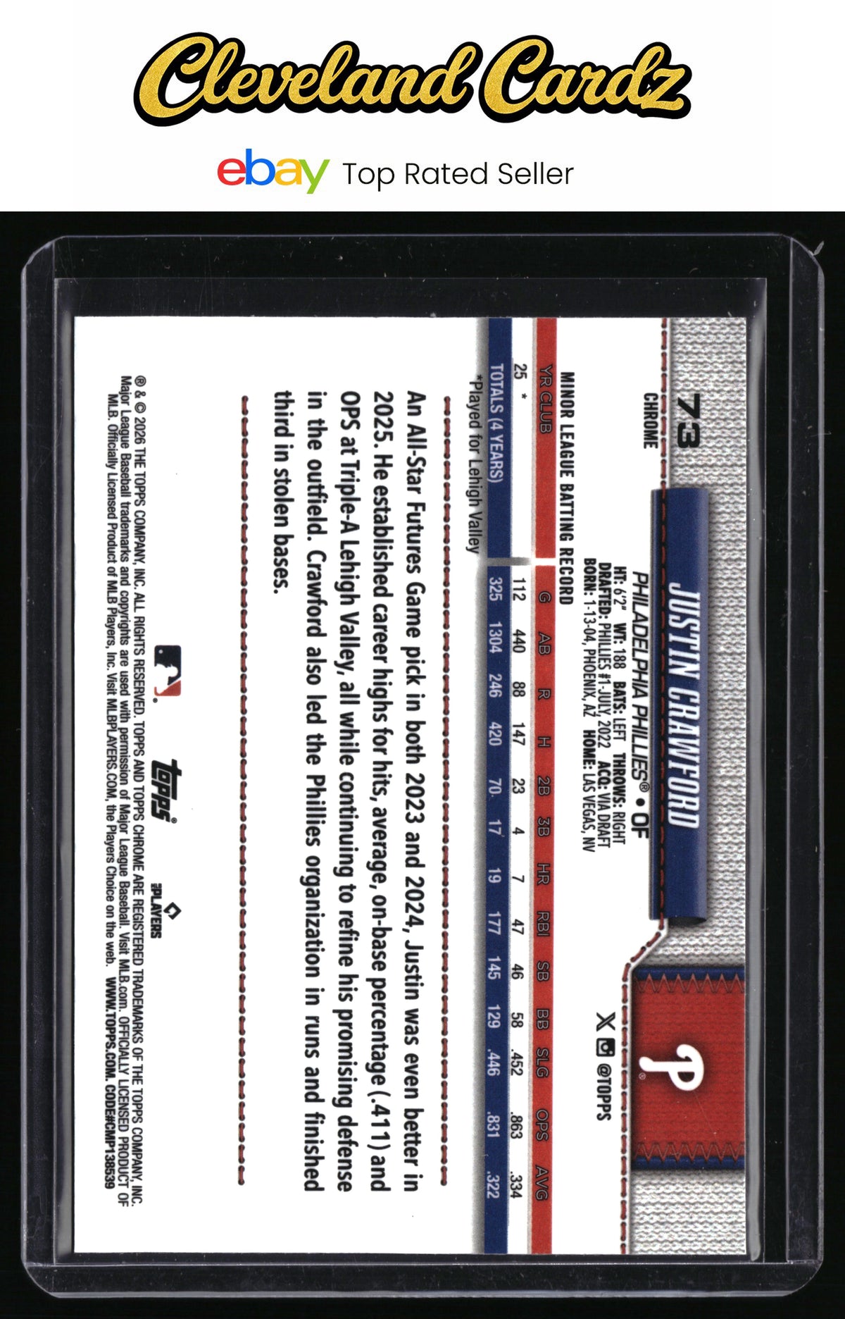 2026 Topps Chrome #73 Justin Crawford