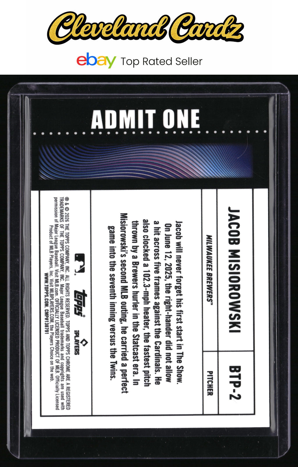 2026 Topps Chrome #BTP-2 Jacob Misiorowski Big Ticket Players RC