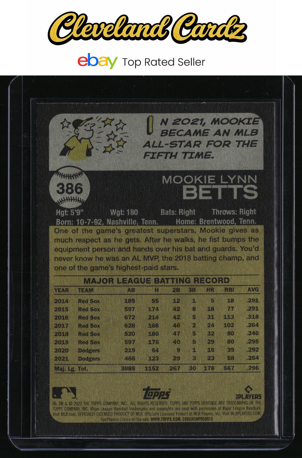 2022 Topps Heritage #386 Mookie Betts