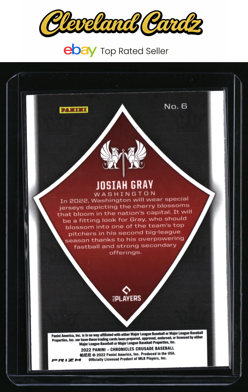 2022 Panini Chronicles #6 Josiah Gray Crusade Pink Pulsar