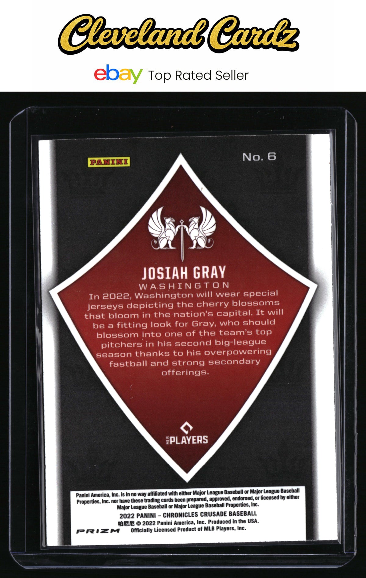 2022 Panini Chronicles #6 Josiah Gray Crusade Pink Pulsar