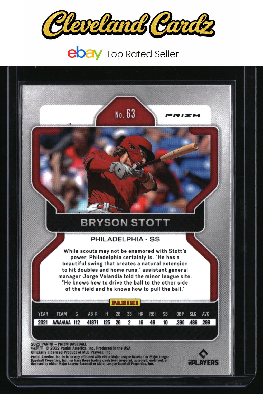 2022 Panini Prizm #63 Bryson Stott White Wave Prizm
