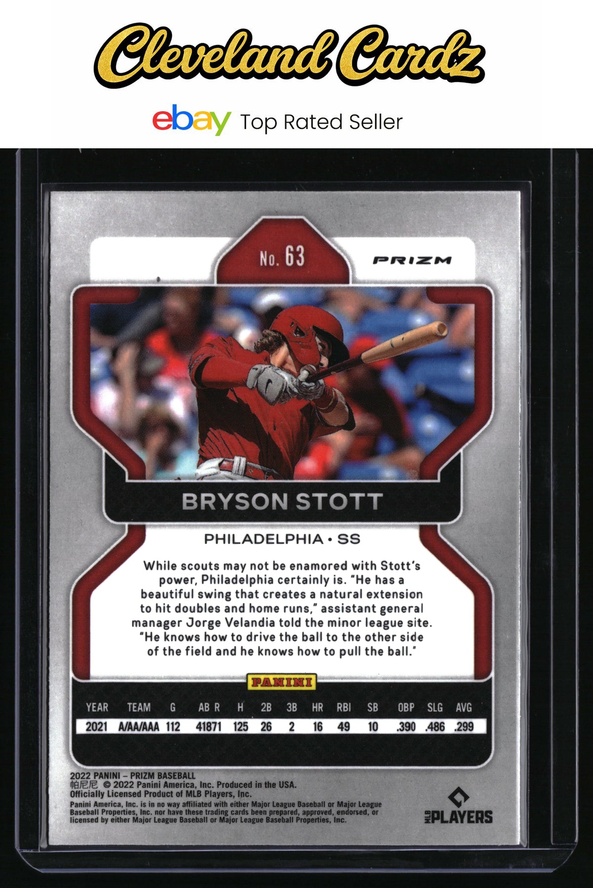 2022 Panini Prizm #63 Bryson Stott White Wave Prizm