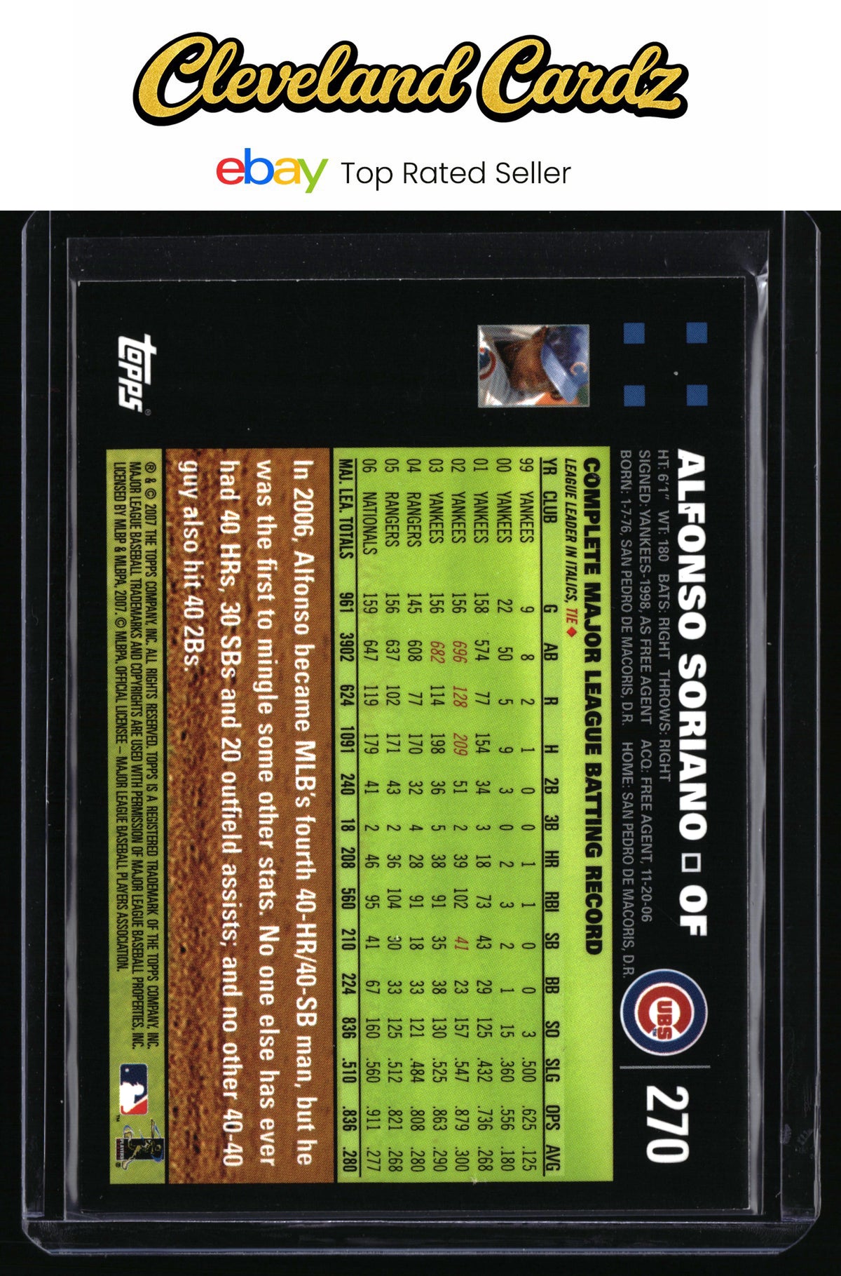 2007 Topps #270 Alfonso Soriano