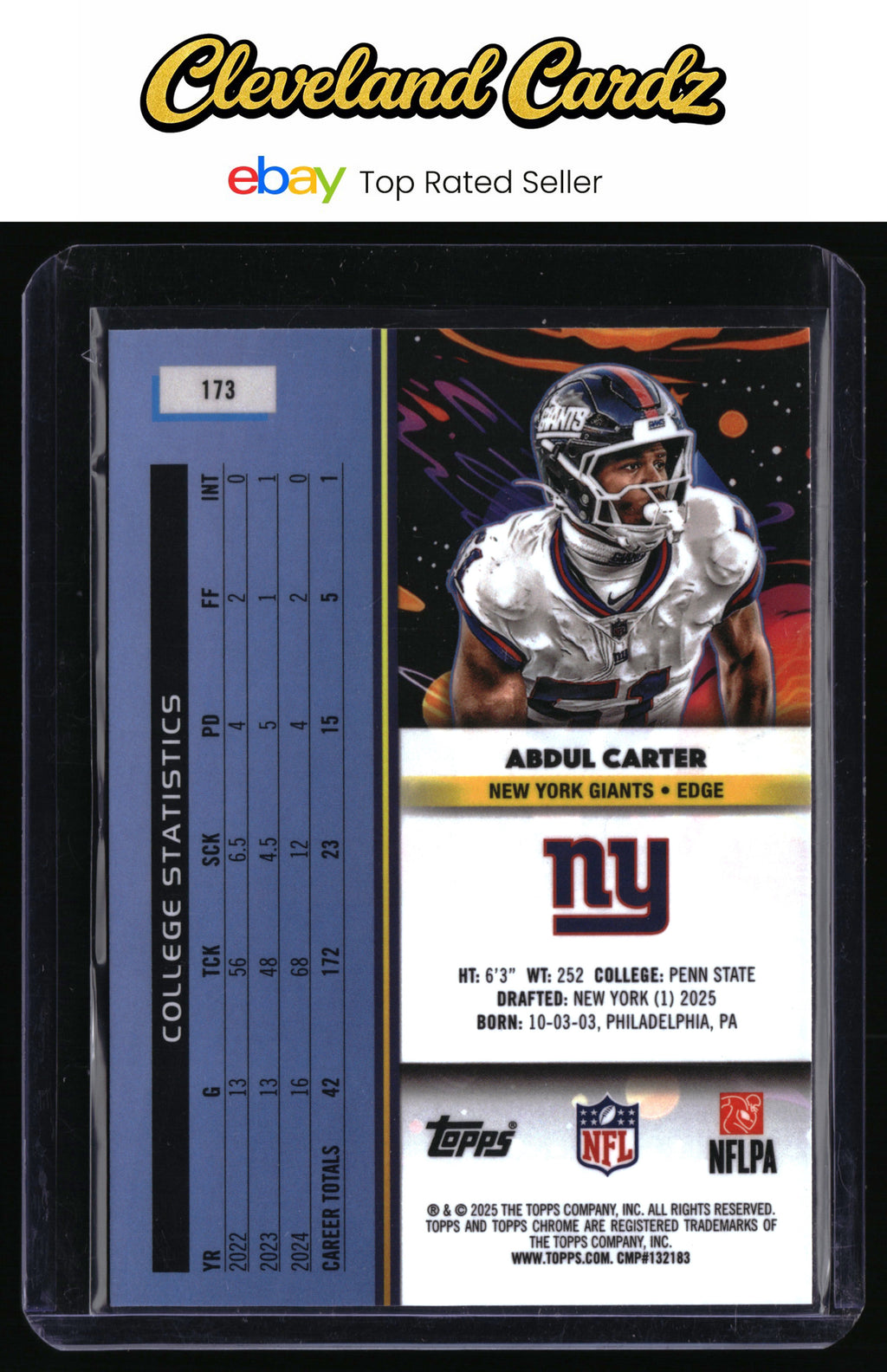 2025 Topps Chrome Cosmic #173 Abdul Carter
