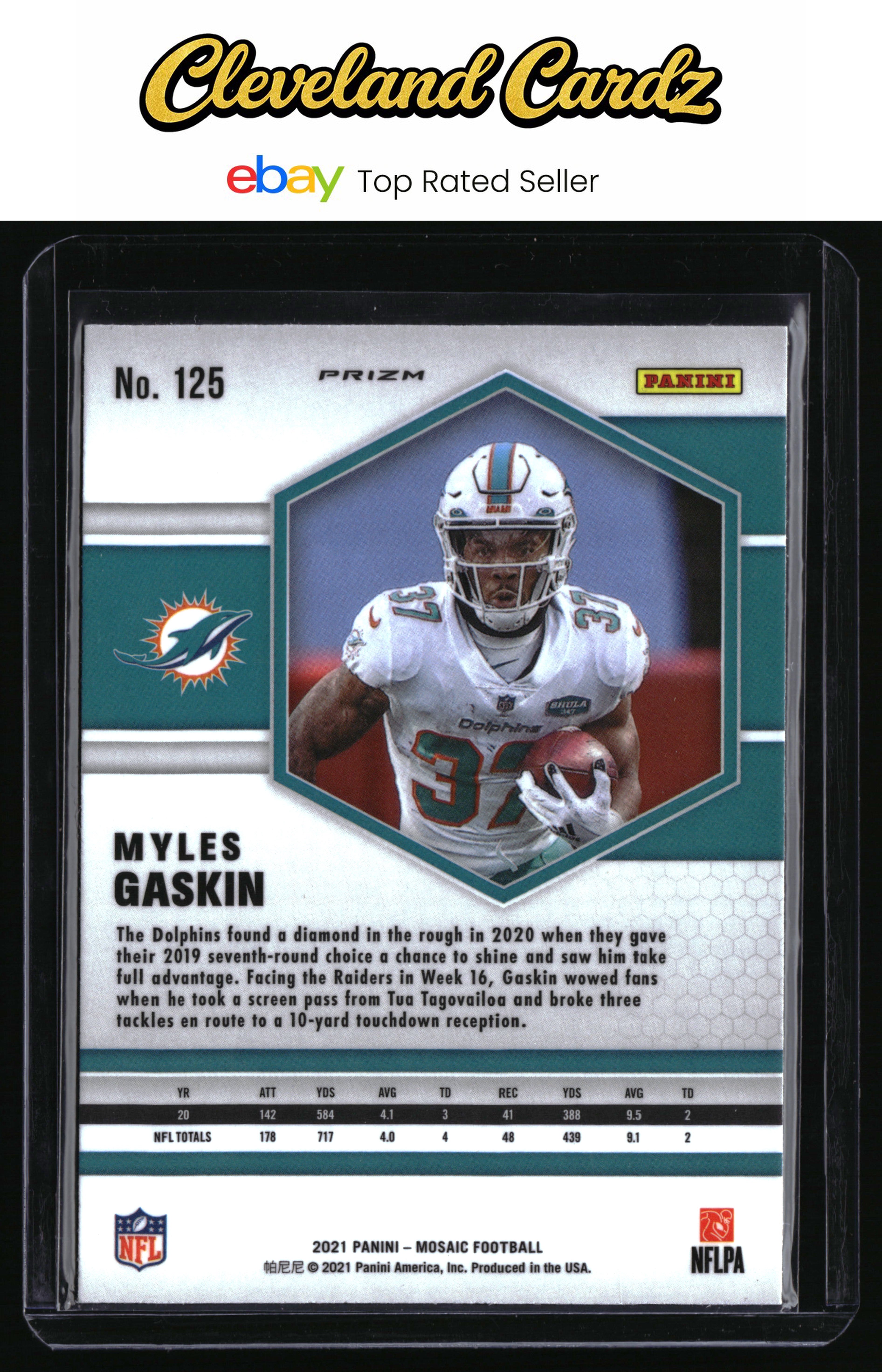2021 Panini Mosaic #125 Myles Gaskin Prizm Reactive Orange