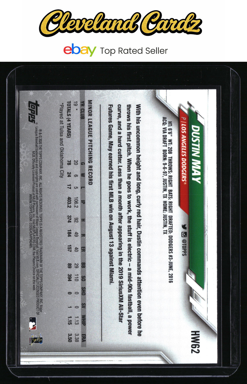 2020 Topps Holiday #HW62a Dustin May