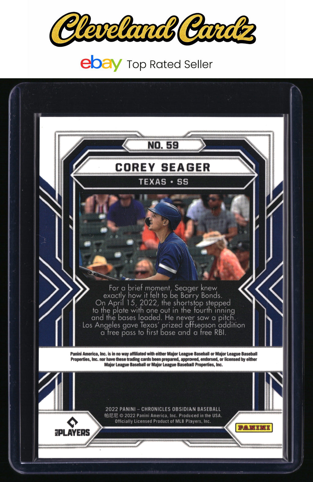 2022 Panini Chronicles #59 Corey Seager Obsidian