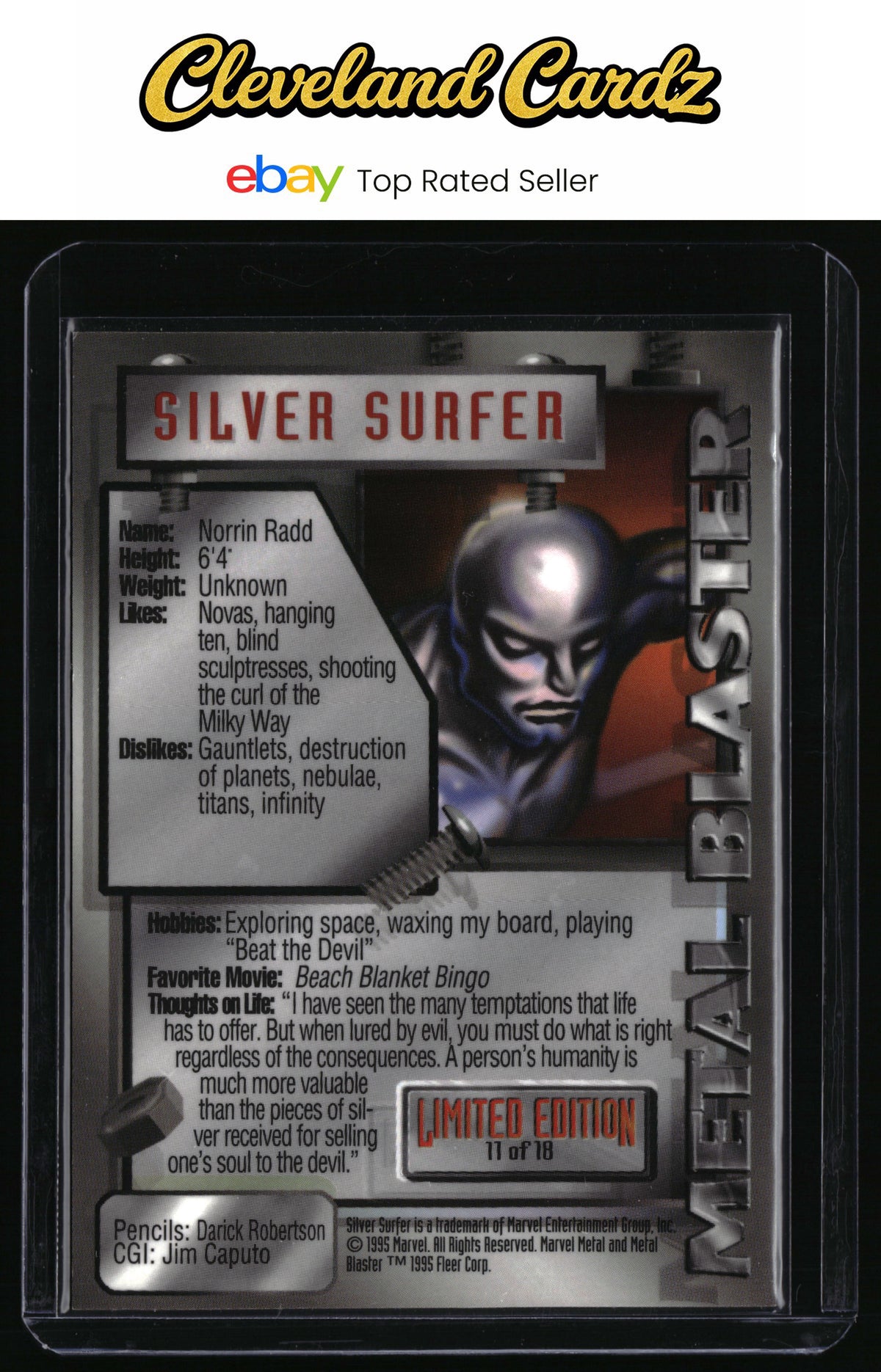 1995 Metal Marvel #11 Silver Surfer Metal Blasters