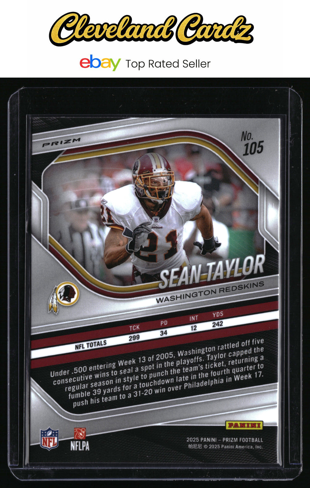 2025 Panini Prizm #105 Sean Taylor Silver