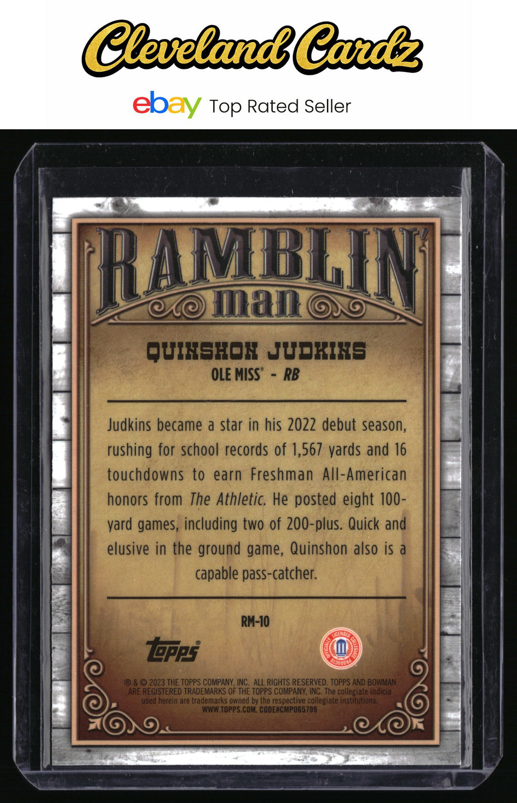 2023 Bowman University Chrome #RM-10 Quinshon Judkins Ramblin' Man