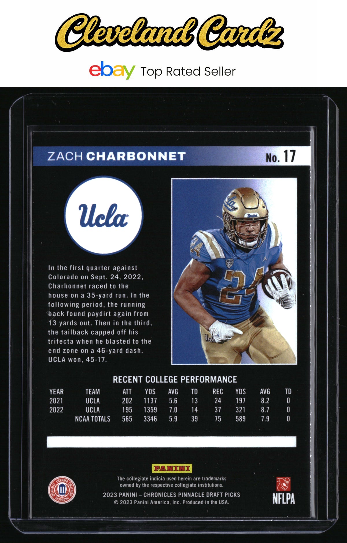2023 Panini Chronicles Draft Picks #17 Zach Charbonnet Pinnacle
